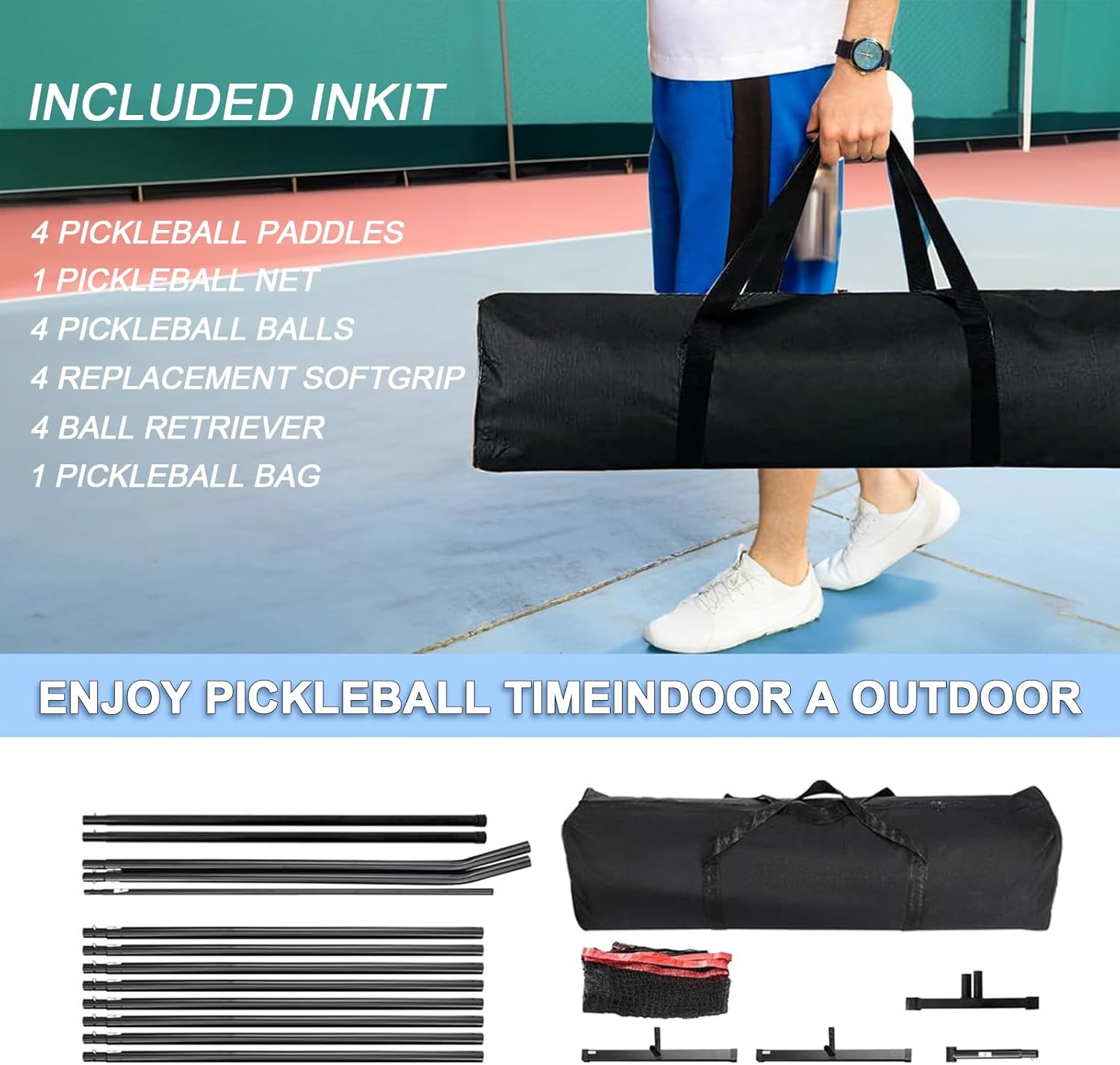 Pennpliy Pickleball Paddle Set of 4, Pickleball Set with Net, Pickleball Set with Net and Paddles, Pickleball Set 4, Pickleball Paddles, Balls &