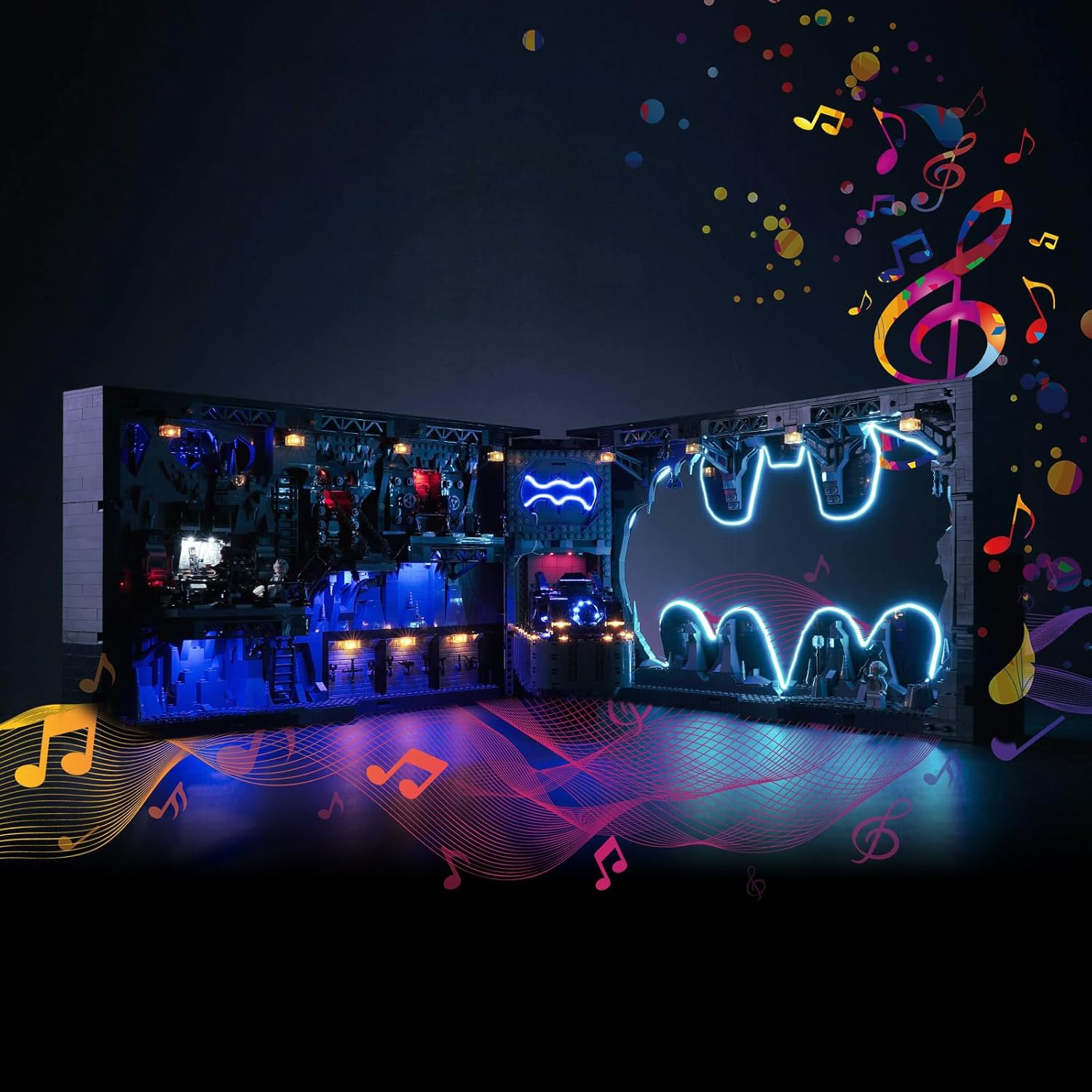 BrickBling Kit de luz LED para Lego Batcuave Shadow Box, versión musical de iluminación compatible con Lego 76252 – No incluye juego de modelos