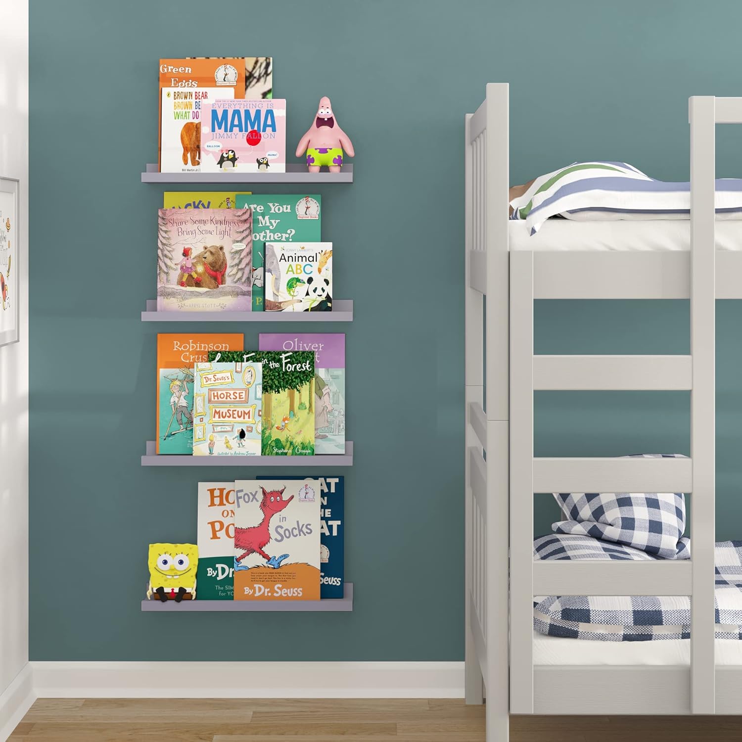 Wallniture Denver Estantes flotantes de 17 pulgadas para pared, estantes flotantes para libros para habitación de niños, estantes de guardería para