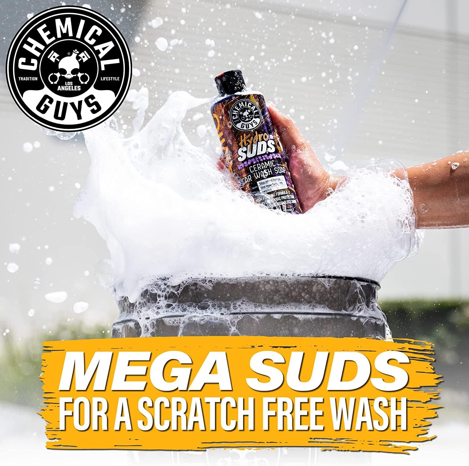 Chemical Guys CWS21216QDSW – Paquete de lavado de autos y detallador rápido – HydroSuds Ceramic Si02 Shine – Jabón de lavado de autos de alta