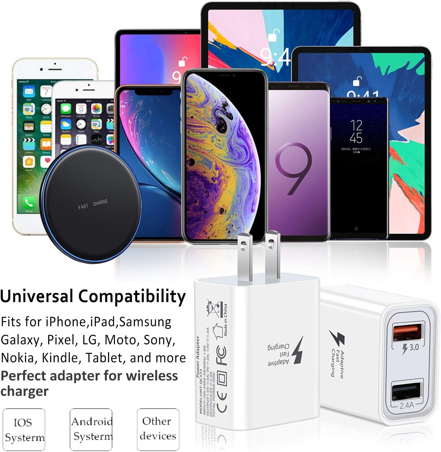 Pofesun – Cargador de pared USB, paquete de 2 unidades de doble puerto USB cubo, adaptador de corriente de carga rápida 3.0, enchufe de carga QC3.0,