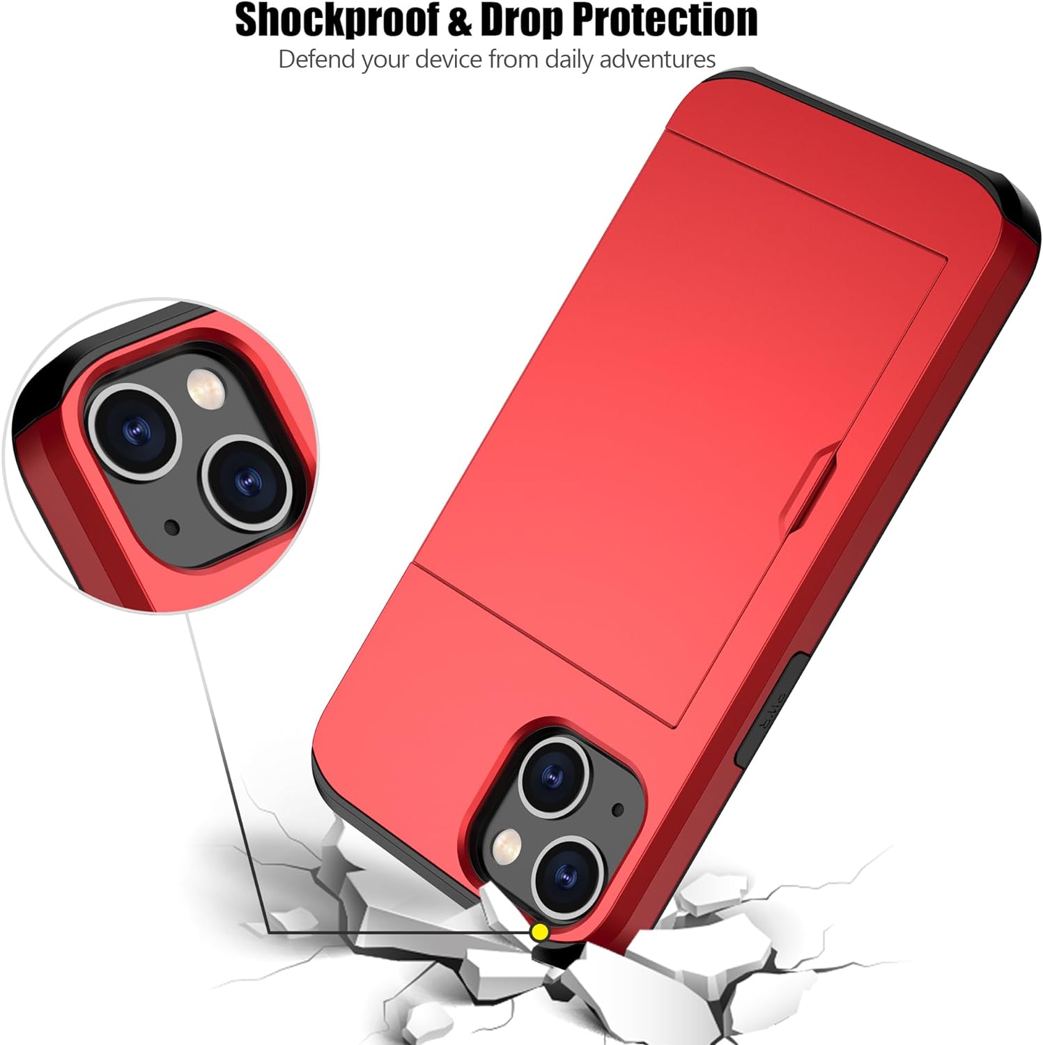 Nvollnoe Funda protectora resistente de doble capa para iPhone 14 Plus con tarjetero y ranura para tarjetas oculta, a prueba de golpes, funda