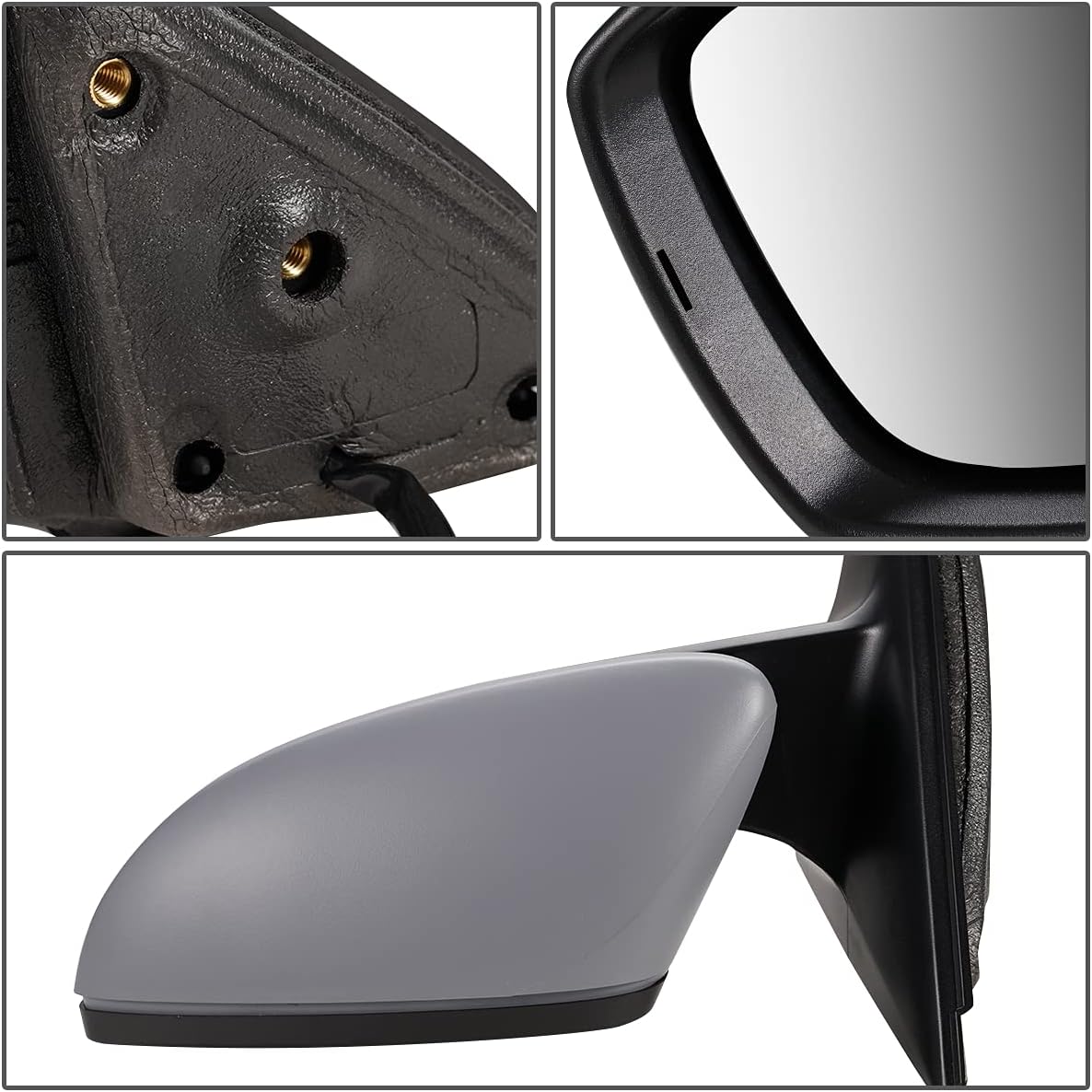 DNA Motoring OEM-MR-VW1320160 Espejo retrovisor plegable con ajuste de potencia del lado del conductor gris con vidrio calentado compatible con