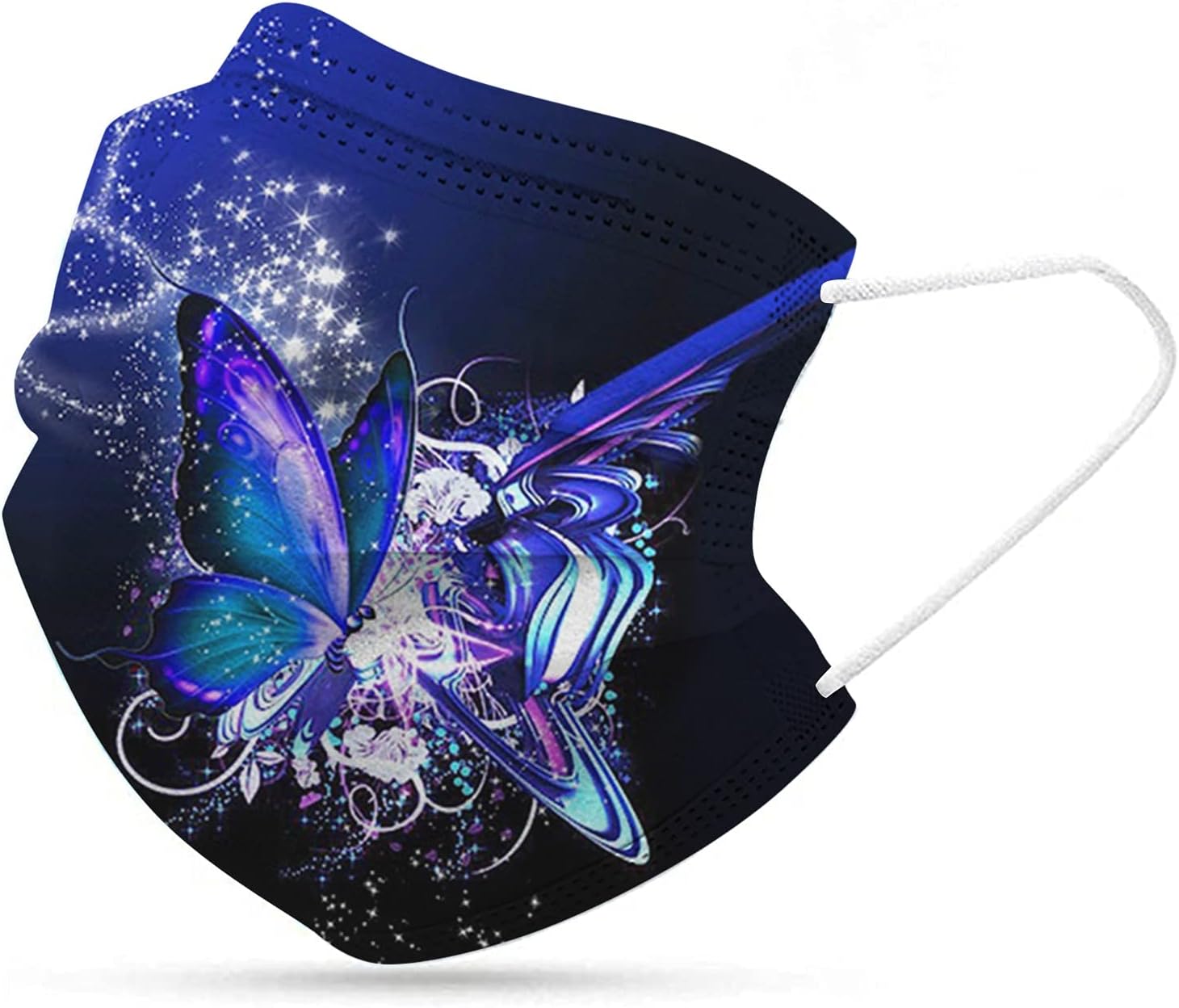 Rowa Paquete de 50 mascarillas desechables de mariposa para adultos con diseño, 3 capas protectoras transpirables para mujeres y hombres con alambre