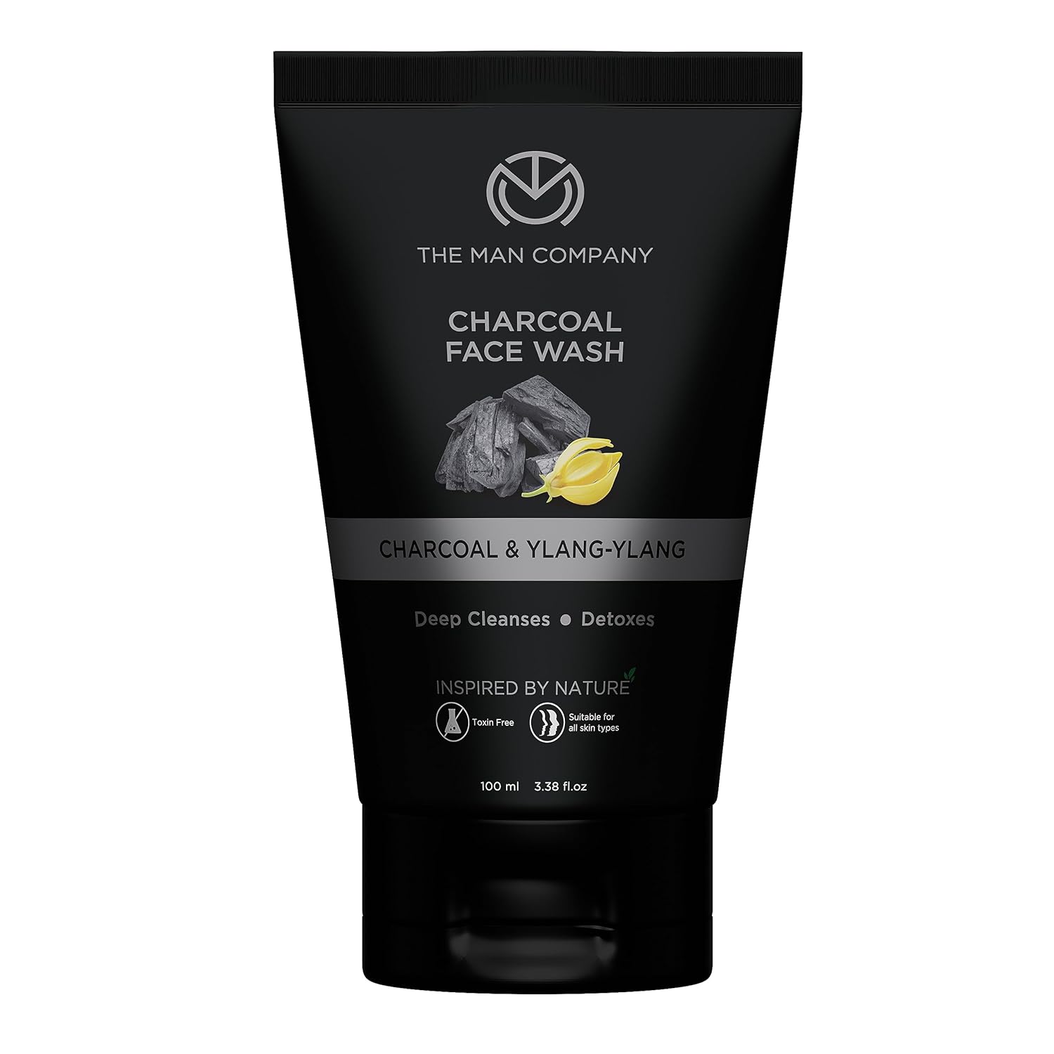 The Man Company Lavado facial de carbón activado para menylang ylang y argán aceites esenciales contaminación, control de aceite de acné, limpieza