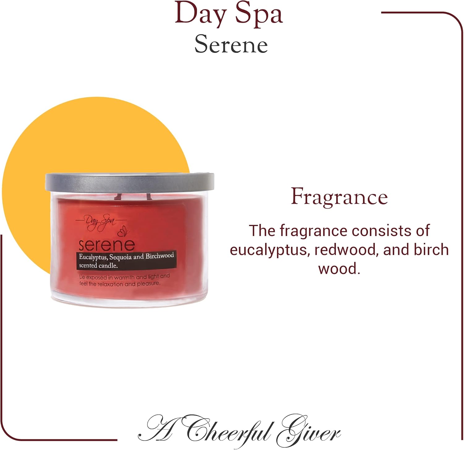 A Cheerful Giver Day Spa – Vela perfumada Serene, vela de soja de 11 onzas con 55 horas de tiempo de combustión, regalo de cumpleaños para mujeres