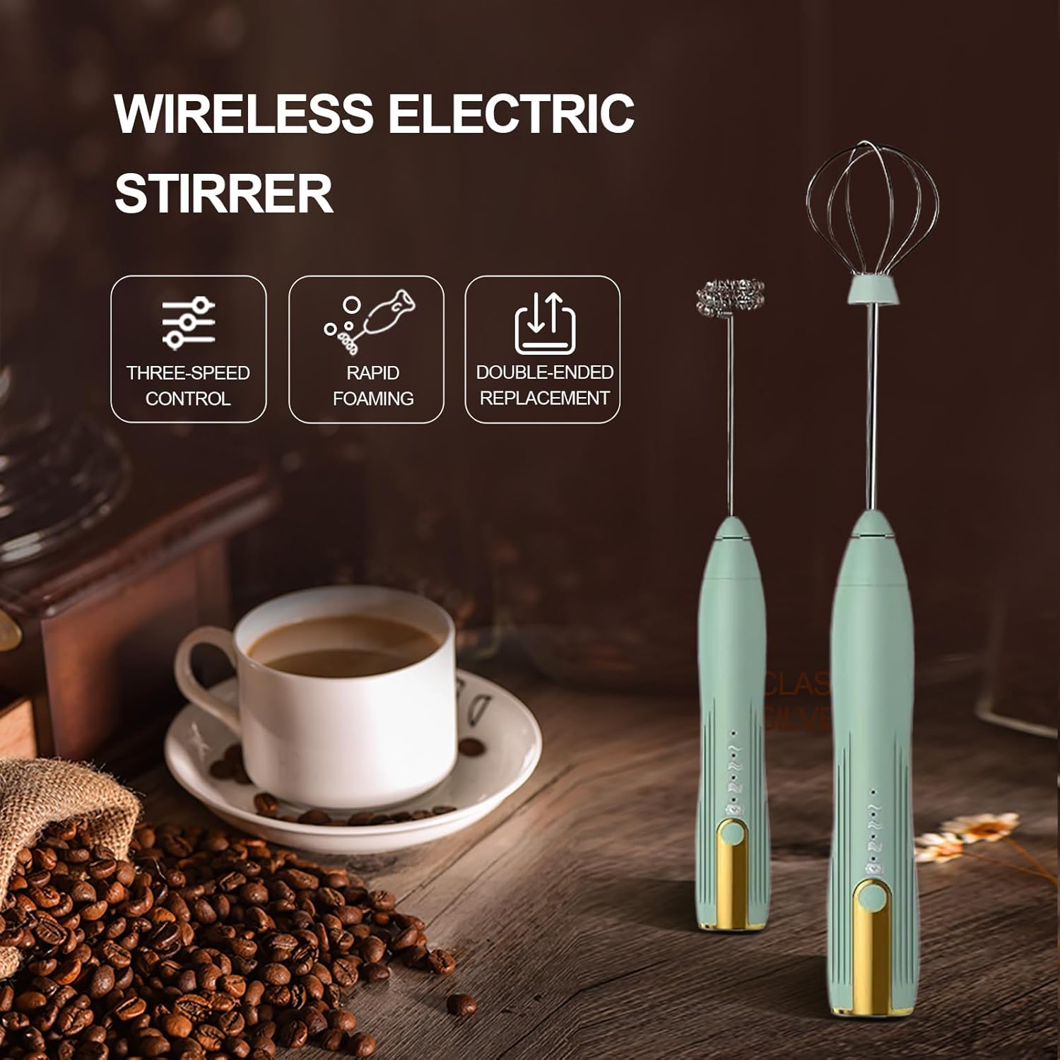 Potente espumador de leche de mano, máquina de espuma eléctrica recargable por USB para café, mini espumador de leche, mezclador de bebidas de acero