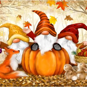 SENQAO Kits de arte de diamantes de gnomo para adultos, otoño, gnomo, calabaza, arce, arte de diamantes de Halloween con accesorios de herramientas SENQAO Kits de arte de diamantes de gnomo para adultos, otoño, gnomo, calabaza, arce, arte de diamantes de Halloween con accesorios de herramientas