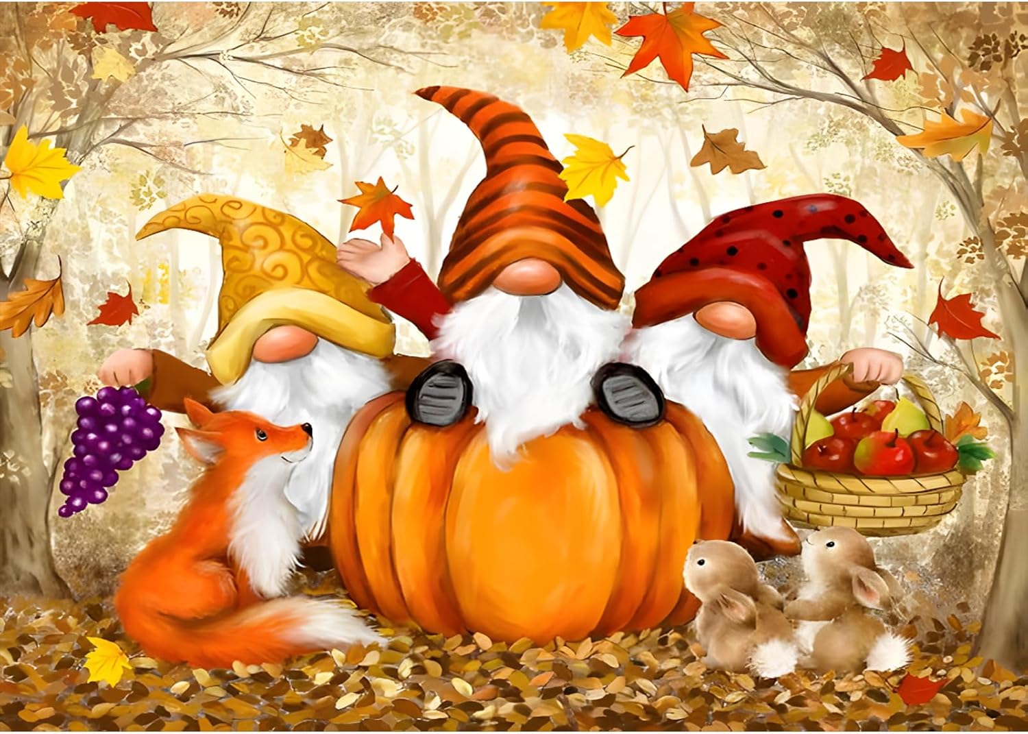 SENQAO Kits de arte de diamantes de gnomo para adultos, otoño, gnomo, calabaza, arce, arte de diamantes de Halloween con accesorios de herramientas