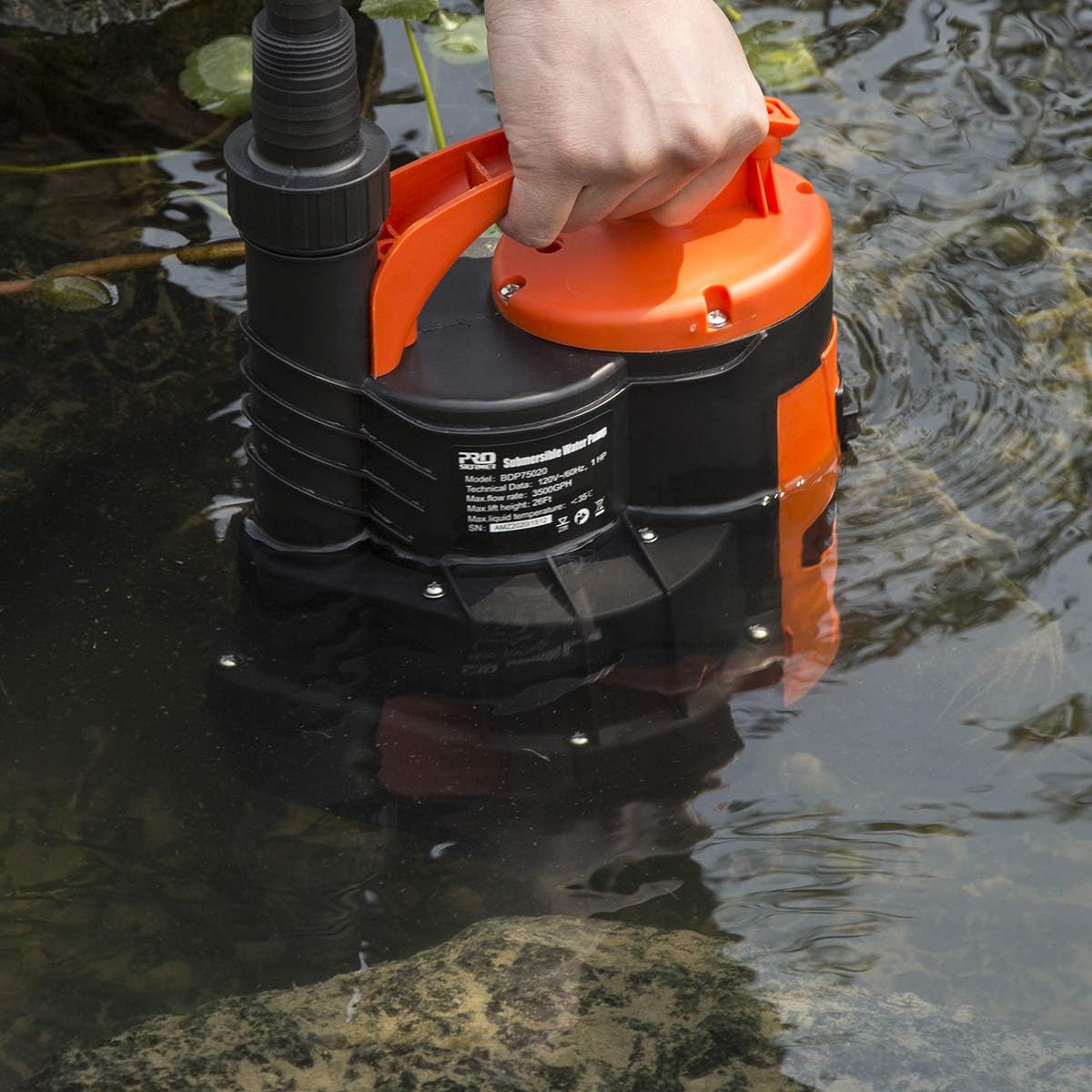 Prostormer Bomba de sumidero, bomba de agua sumergible de 12 HP 2110 GPH, bomba eléctrica portátil con interruptor de flotador integrado para