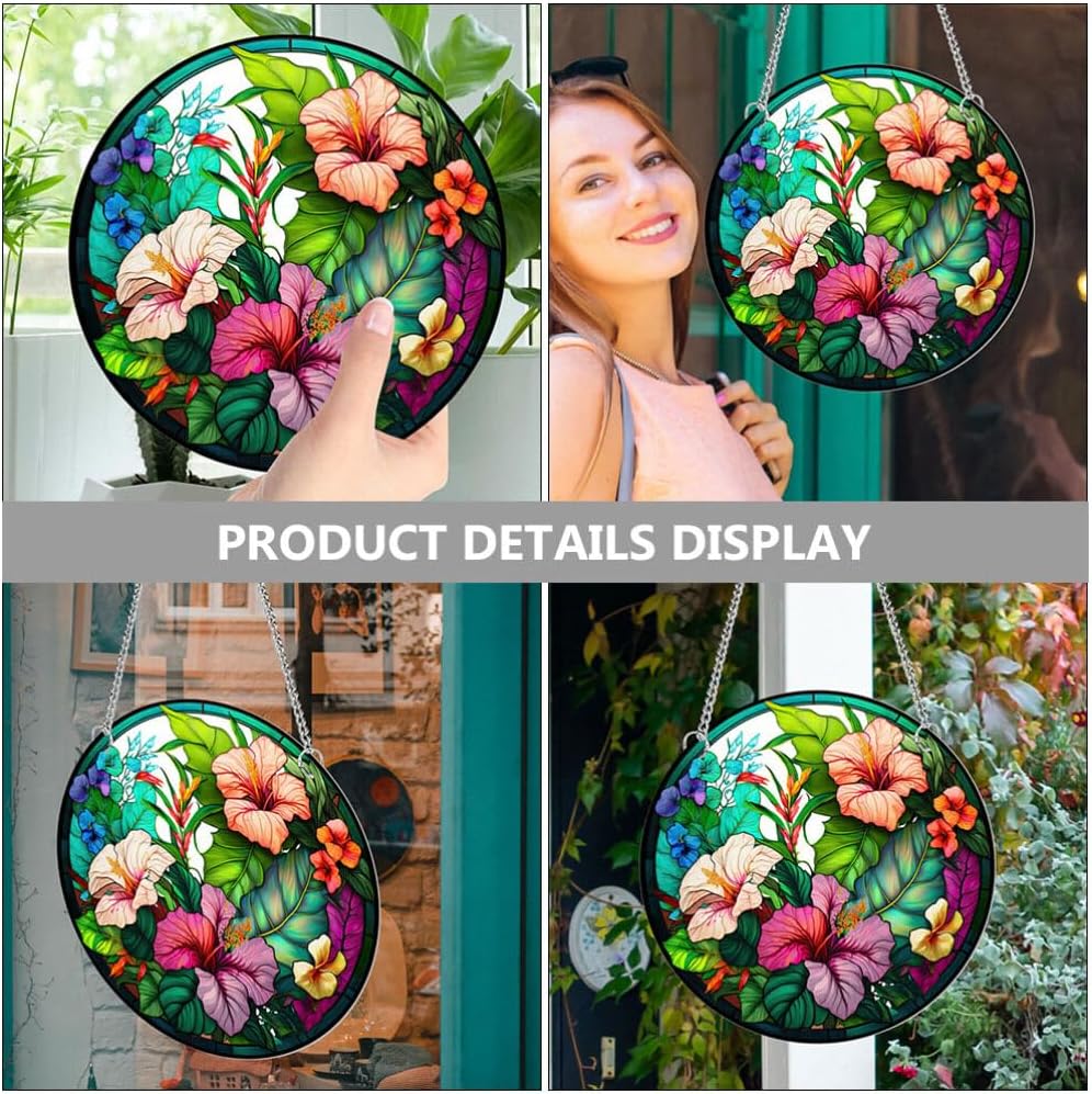Homoyoyo Atrapasoles de cristal de colores para colgar en la ventana, flores para colgar en la pared, adorno para colgar en la pared, panel de