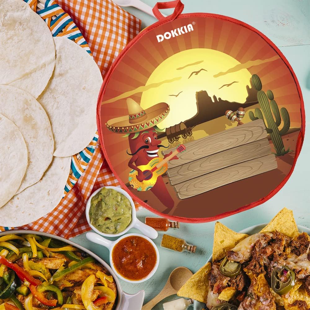 LEONAL Calentador de tortillas Taco de 12 pulgadas, bolsa aislada de tela para microondas, para mantener la comida caliente hasta una hora (Sunburst