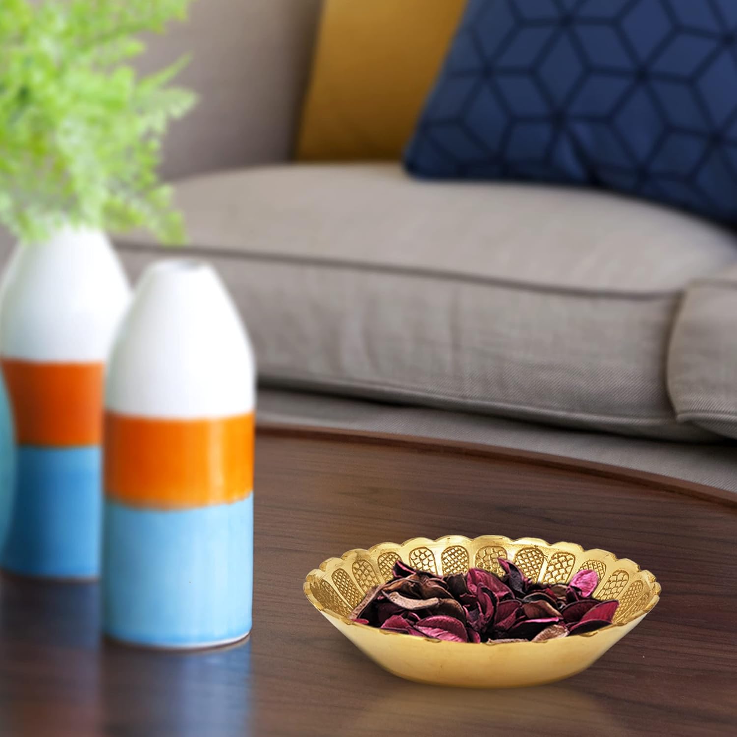 Shubhkart Nakshi – Plato para Pooja, decoración y regalo (pequeño 2.8 in, 3 unidades, latón macizo)