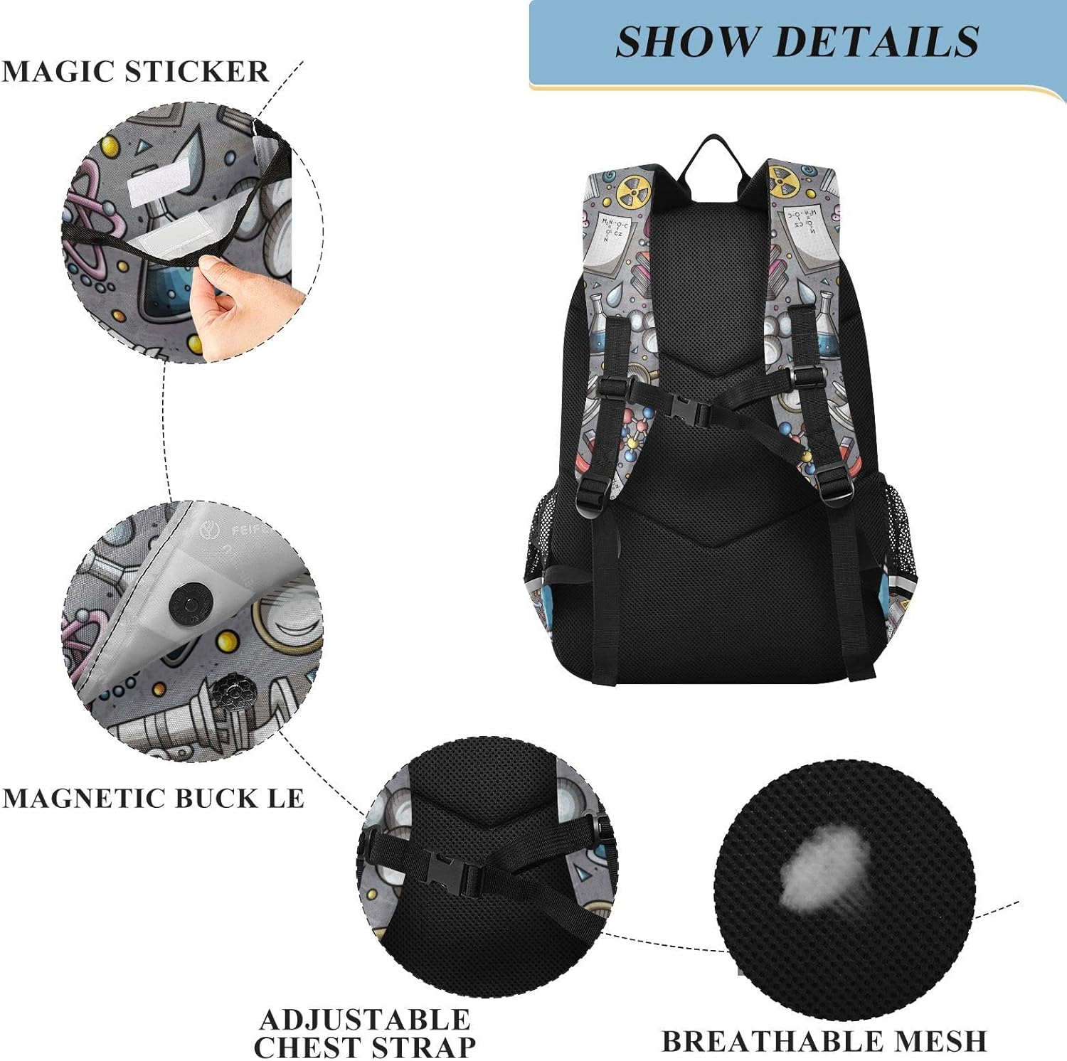 Glaphy Mochila con rayas reflectantes, Ciencia Educativa, Mochilas Daypack