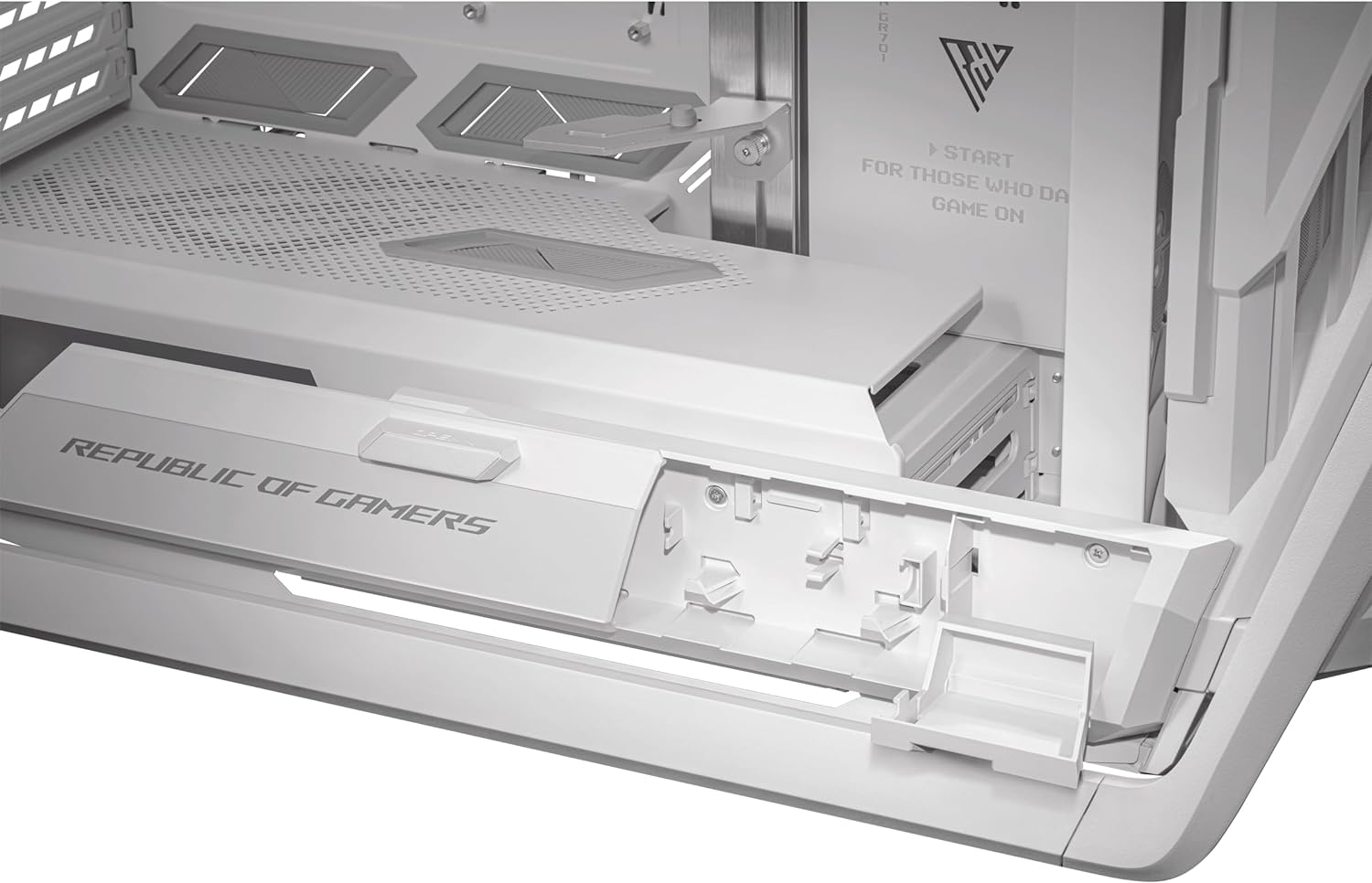 ASUS ROG Hyperion GR701 EATX – Carcasa para computadora de torre completa con estructura semiabierta, paneles laterales sin herramientas, soporta