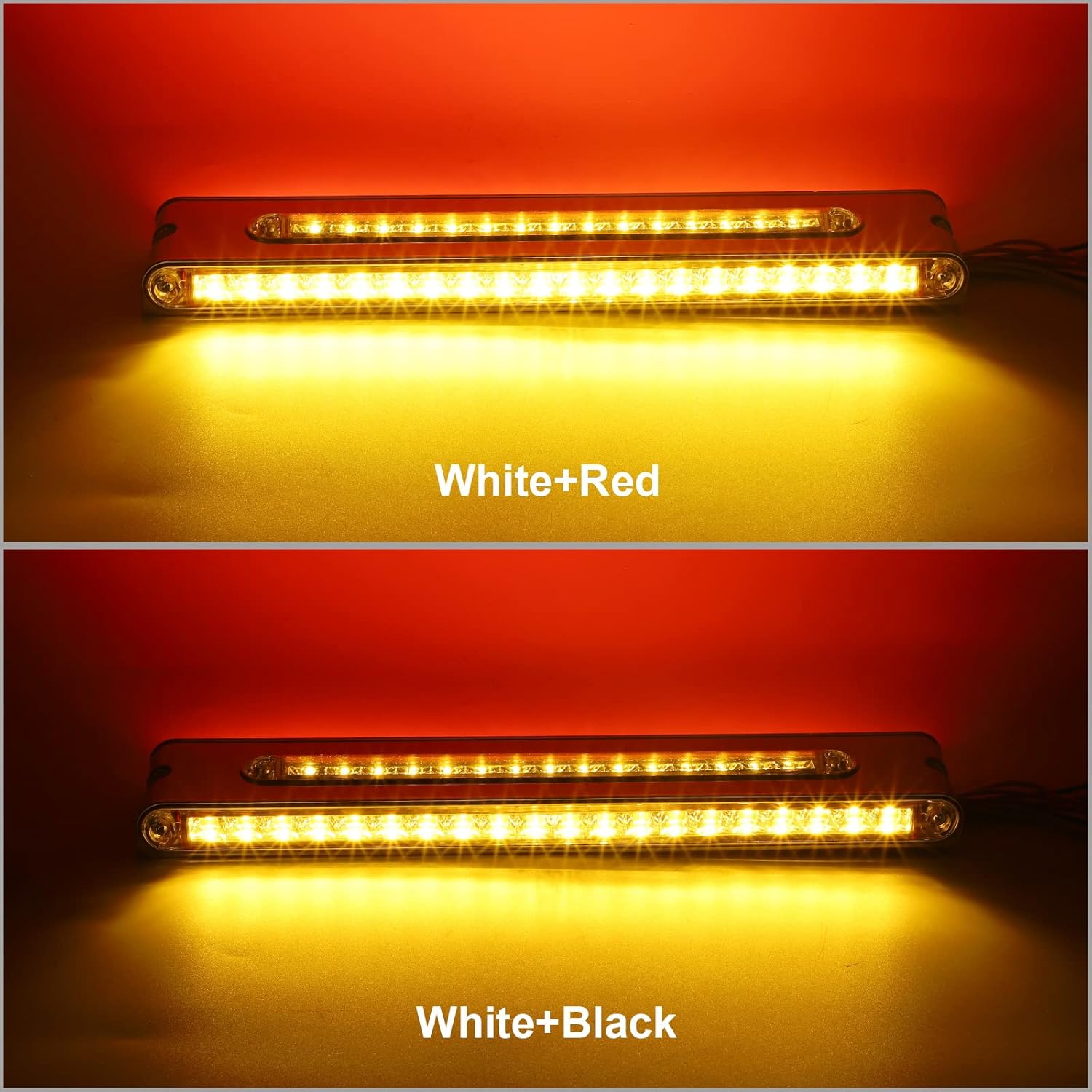 Partsam Barra de luz trasera de doble cara de 12 pulgadas, barra de luz trasera de doble cara, bisel cromado, luces indicadoras de marcador lateral,