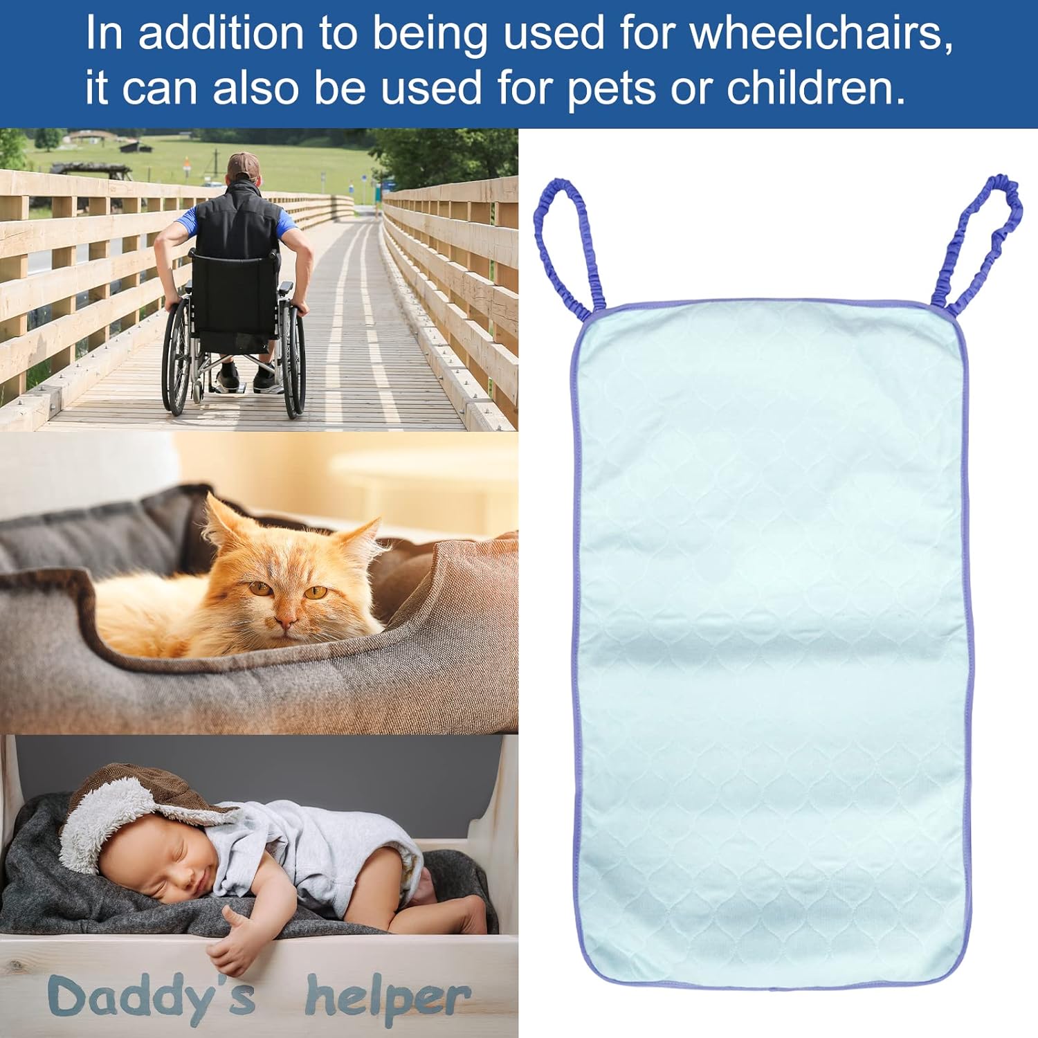 Almohadilla de incontinencia altamente absorbente para silla de ruedas para ancianos, almohadillas impermeables de 4 capas, suave, lavable y