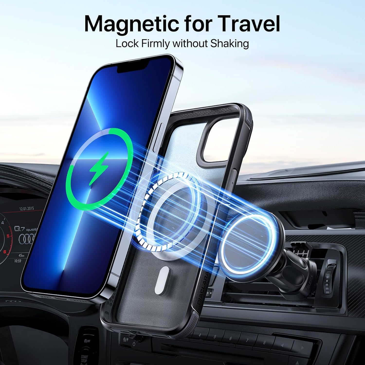 Diaclara Funda magnética para iPhone 13iPhone 14, compatible con MagSafe, a prueba de caídas de grado militar de 10 pies, funda translúcida para