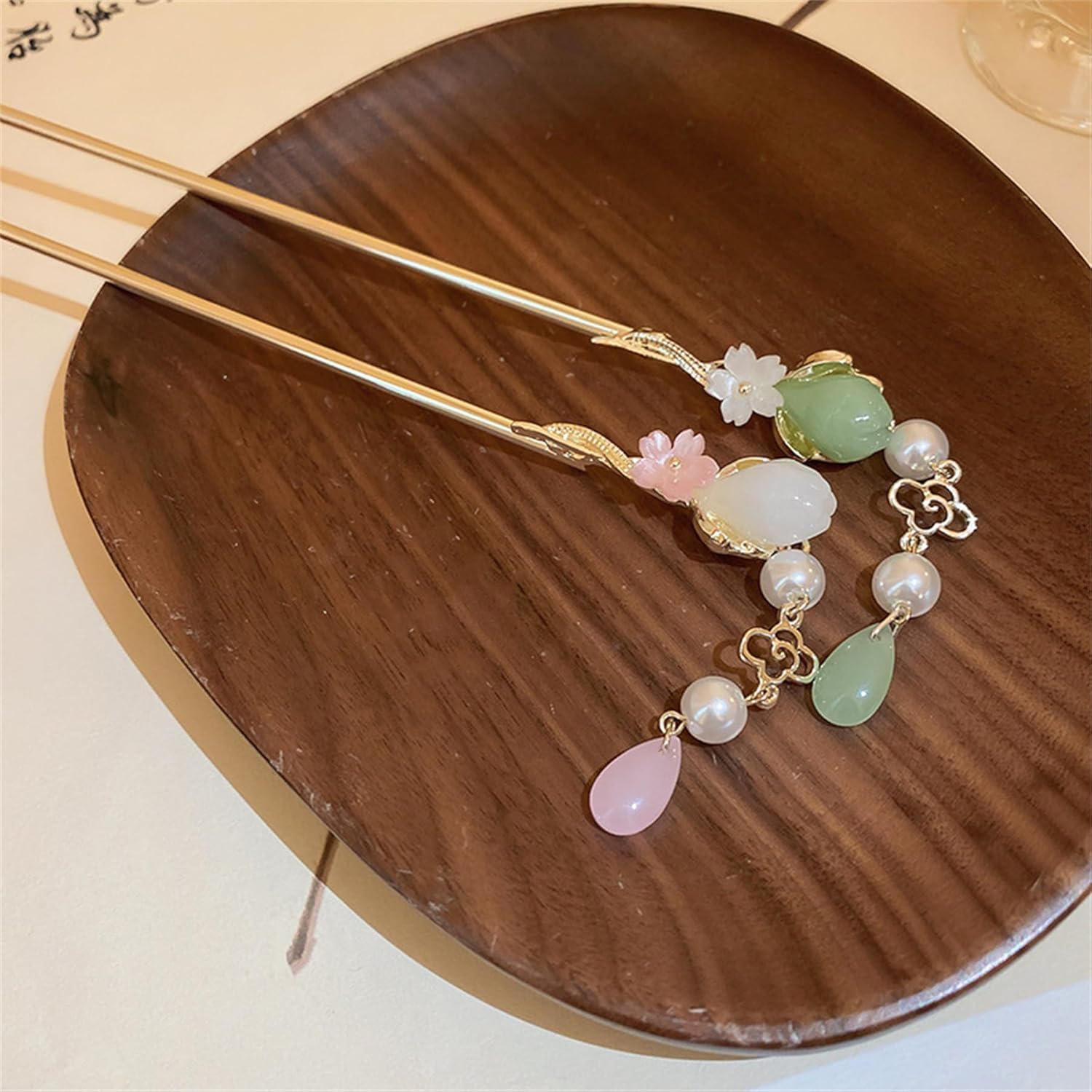 2 horquillas de metal con flores para el cabello, palillos de tenedor, horquillas francesas, accesorios para el cabello para mujeres y niñas
