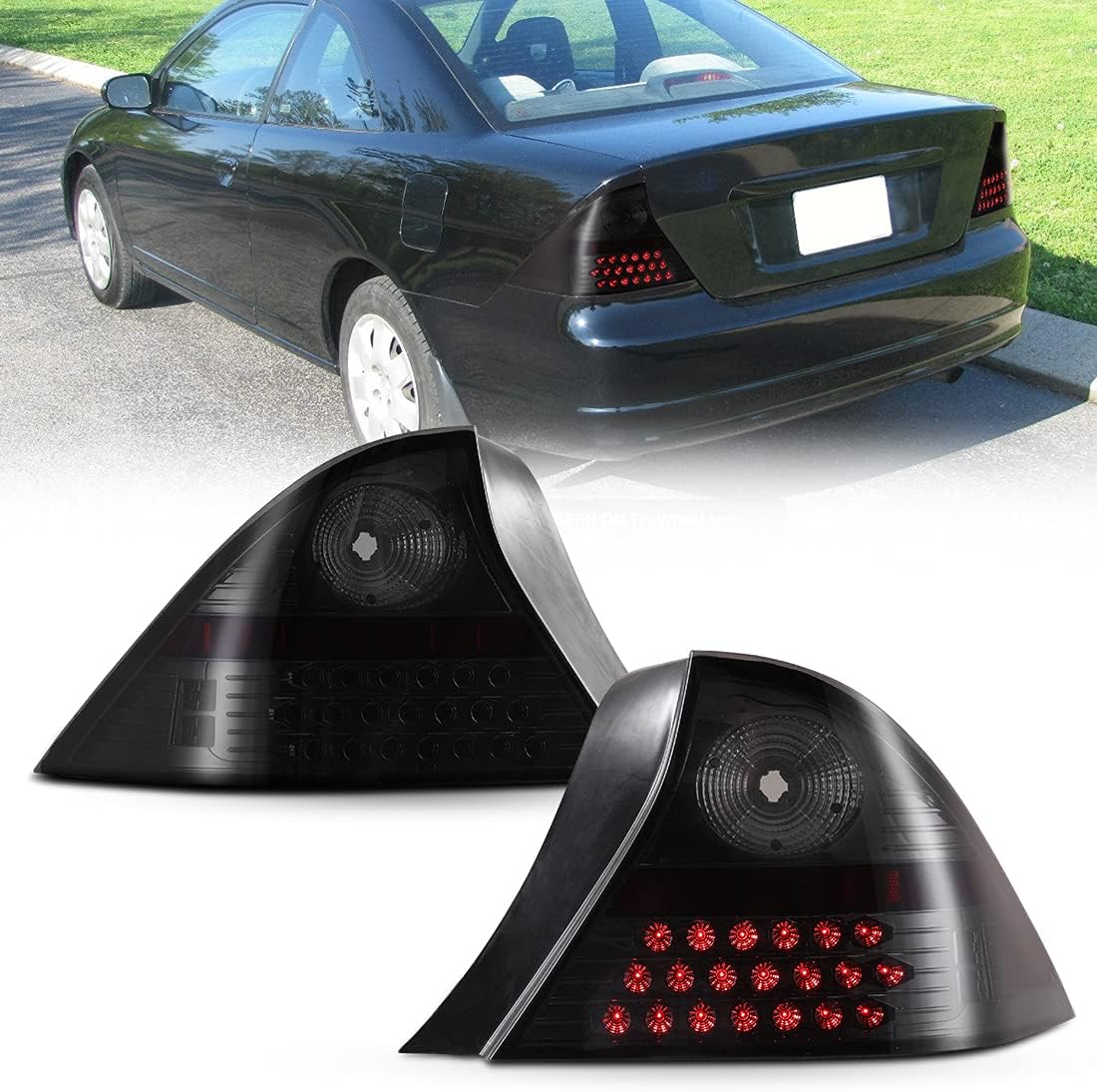 ROXX Conjunto de luces traseras para Honda Civic 2001 2002 2003 2 2003, repuesto de luces traseras con señales de giro LEDluces de freno LED y DRL,