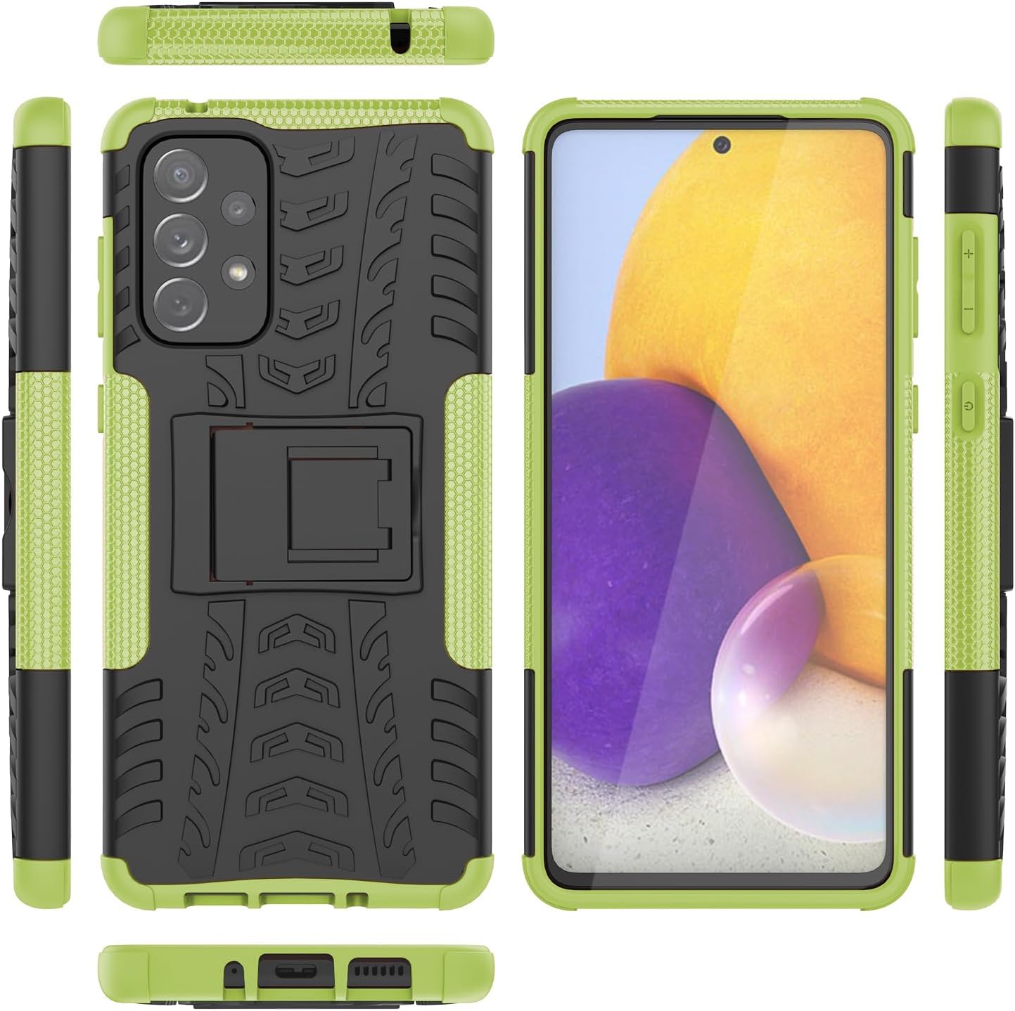 Asuwish Funda de teléfono para Samsung Galaxy A73 5G con protector de pantalla de vidrio templado y soporte delgado, funda protectora híbrida