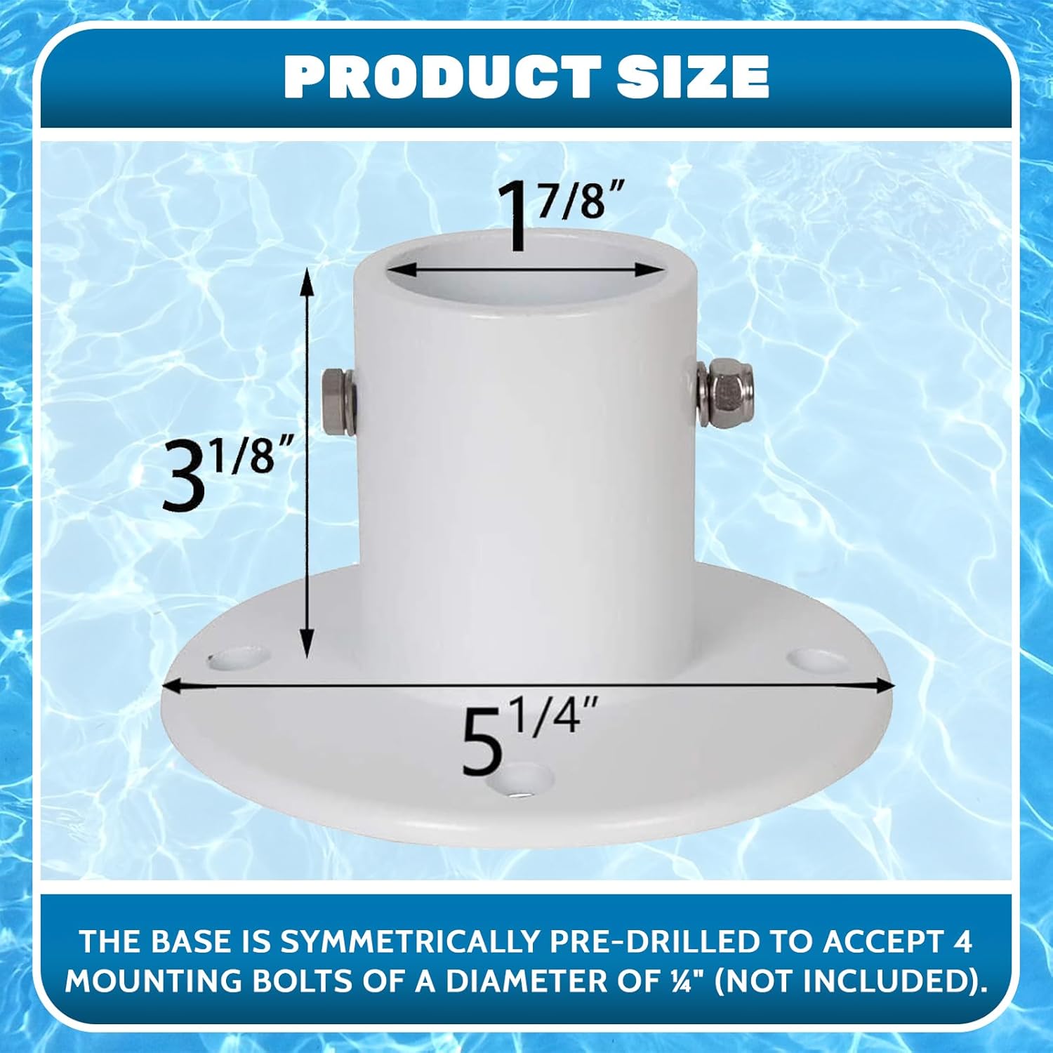 ECOTRIC Brida de anclaje de cubierta de repuesto de aluminio fundido sobre el suelo, escaleras y pasamanos para piscina, 1 78 pulgadas de diámetro