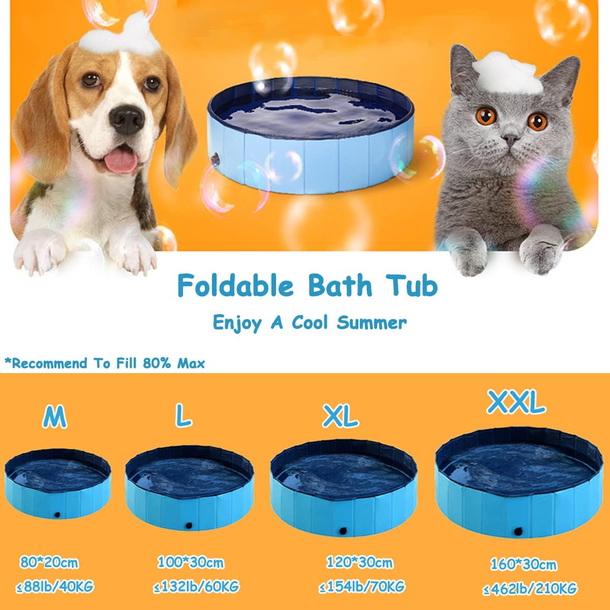 Piscina para perros y cachorros, piscina plegable para perros, piscina para mascotas, portátil, adecuada para uso en interiores y exteriores (40 x