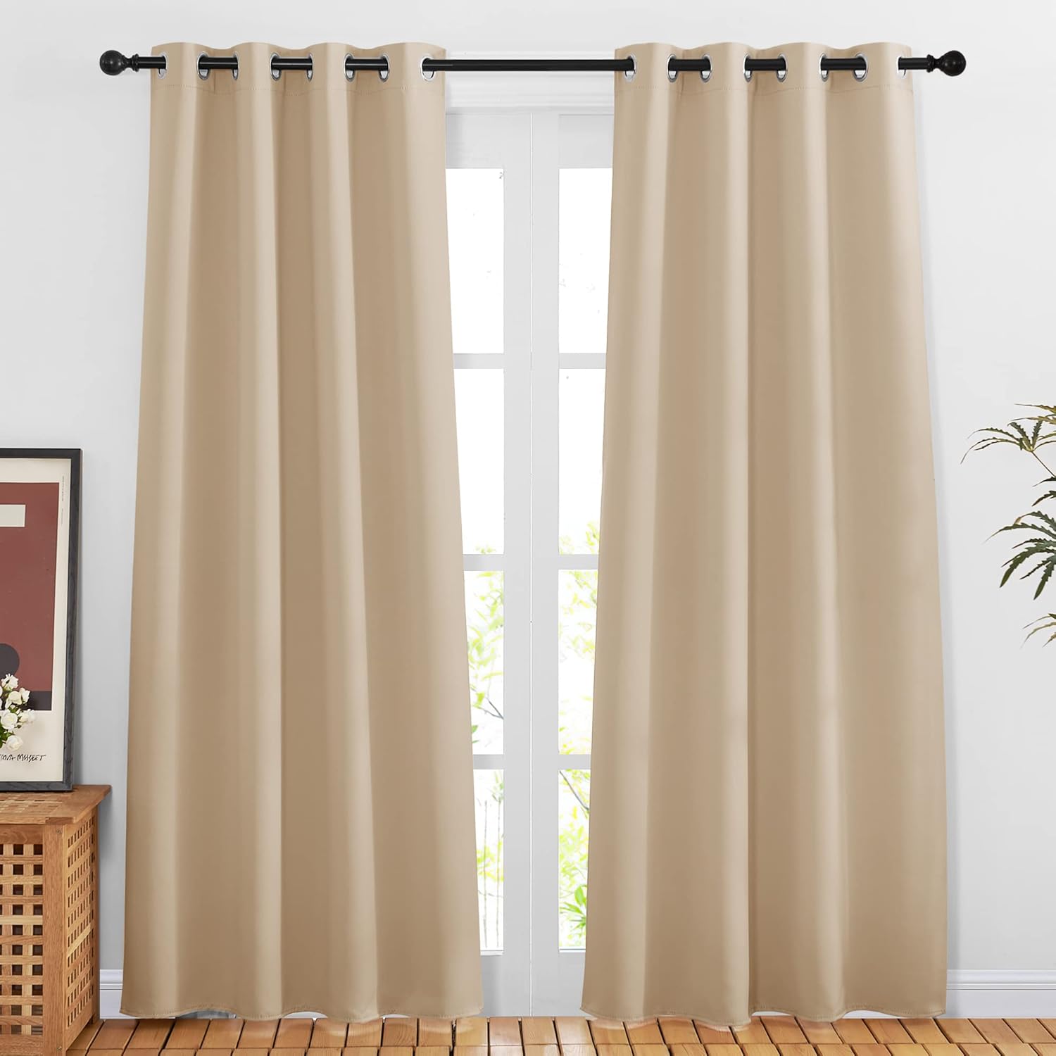 NICETOWN Cortinas de 80 pulgadas de privacidad para puerta  Tratamientos de ventana con aislamiento térmico con ojales, oscurecimiento de
