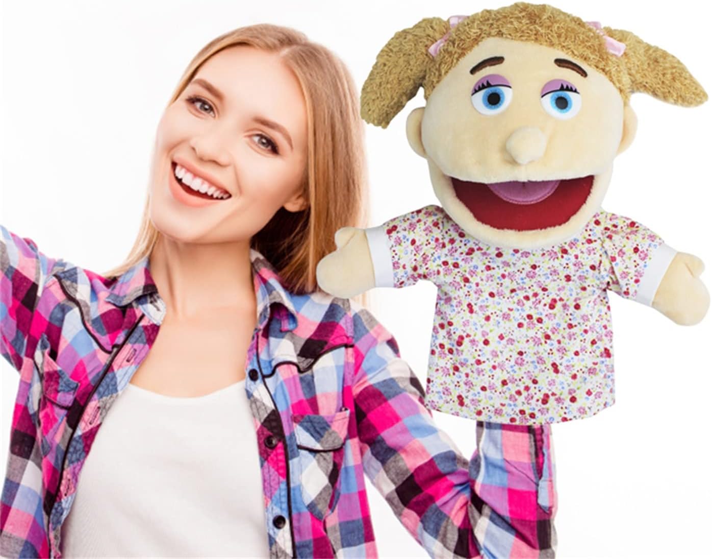 Marionetas de mano para la familia, marionetas de peluche con apertura de boca, juguetes de juego de rol, marionetas para niños, juguete de