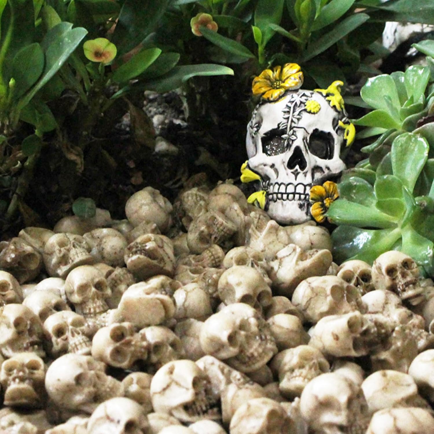 40 piezas de resina, calavera, mini figuritas de calavera para decoración del hogar y paisajismo de jardines hechos a mano de resina adornos de