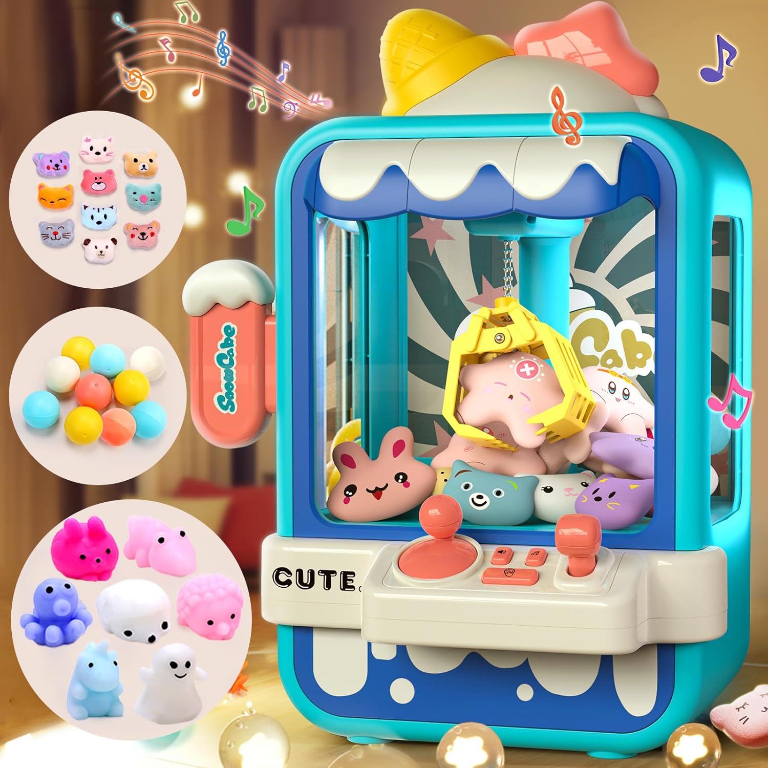 Skirfy Máquina de garras para niños, máquina de juego de garras, máquina de dulces con 27 premios de juguete en el interior, máquina de arcada para