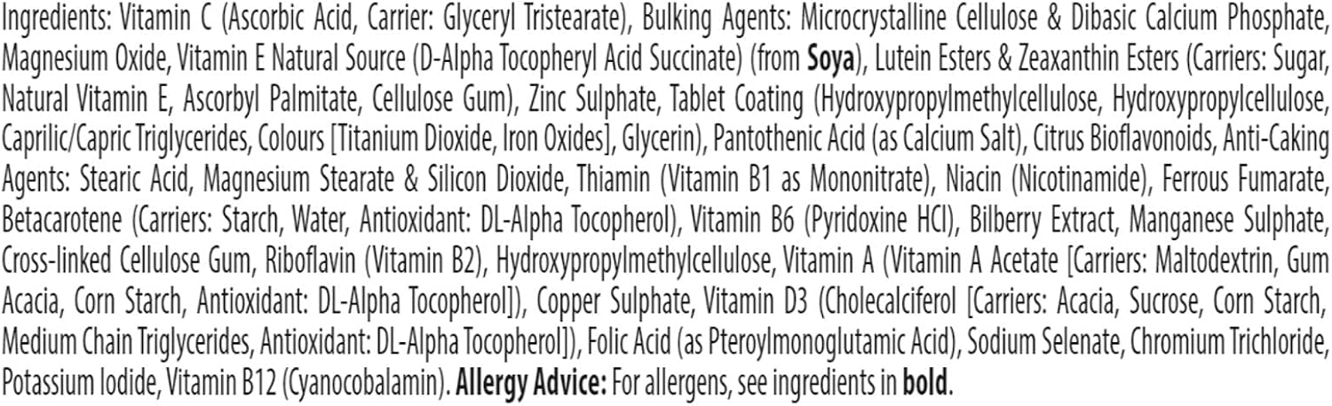 Vitabiotics Visionace Original – Multivitamínico nutricional para la visión normal  Vitaminas A, B2 y Zinc – 30 Tabletas