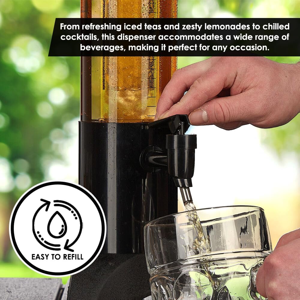 Torre de cerveza 3L Torre de cerveza l Dispensador de bebidas con grifo l Torre de cerveza apilable l Ahorro de espacio y dispensador de bebidas