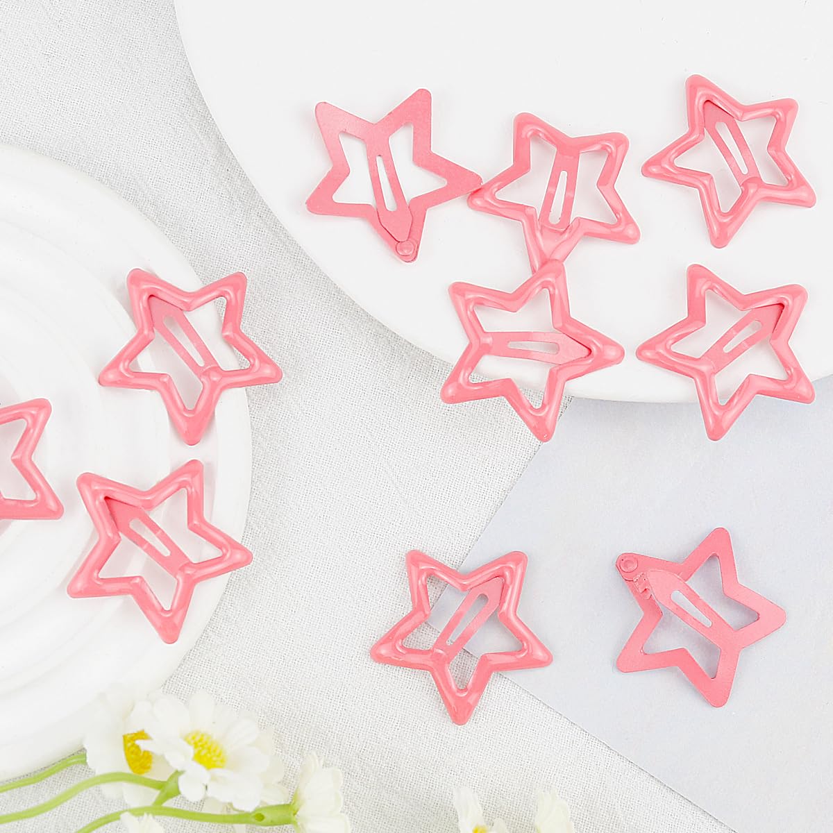 Pinzas para el cabello con diseño de estrellas, bonitos pasadores pequeños Y2K, antideslizantes, huecas, con purpurina, pequeños clips para mujeres