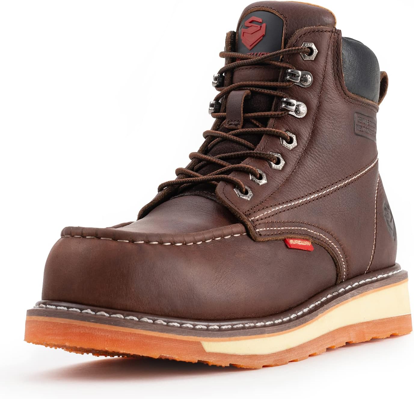 SUREWAY Botas de trabajo para hombre de 6 pulgadas de acero resistente, compuestopunta suave, extremadamente cómodas, duraderas, probadas,