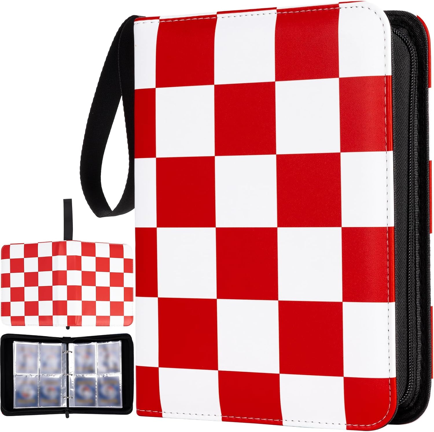 Carpeta de tarjetas para tarjetas TCG, 4 bolsillos portátil coleccionista de tarjetas con 50 fundas extraíbles, carpeta de tarjetas intercambiables,