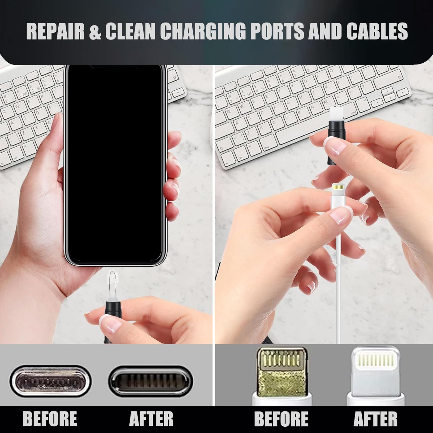 Kit limpiador para iPhone, kit de reparación de limpieza multifunción con cepillo suave para Airpod, kit de limpieza para puerto de carga de