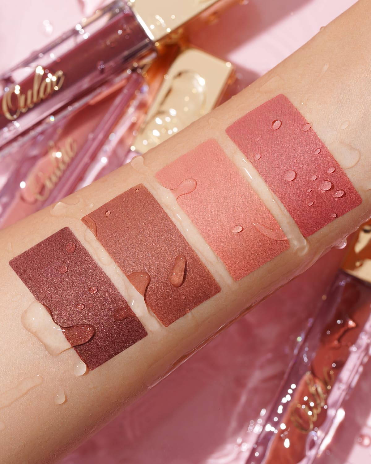 Oulac Lápiz labial rosa líquido mate para mujer, lápiz labial rosa nude de larga duración, tinte de labios impermeable, sin transferencia, fórmula