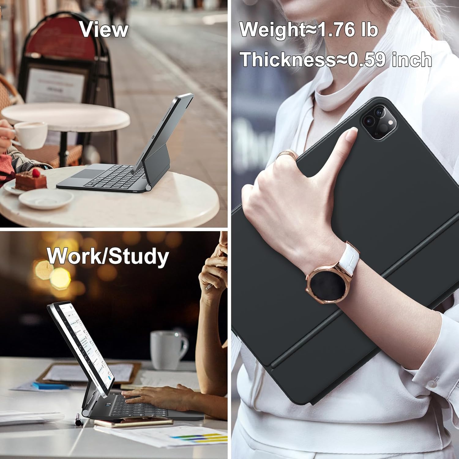 BOBOLEE Magic Keyboard – Funda para iPad Pro de 12.9 pulgadas 6543 generación con soporte voladizo flotante, funda de teclado magnética con trackpad