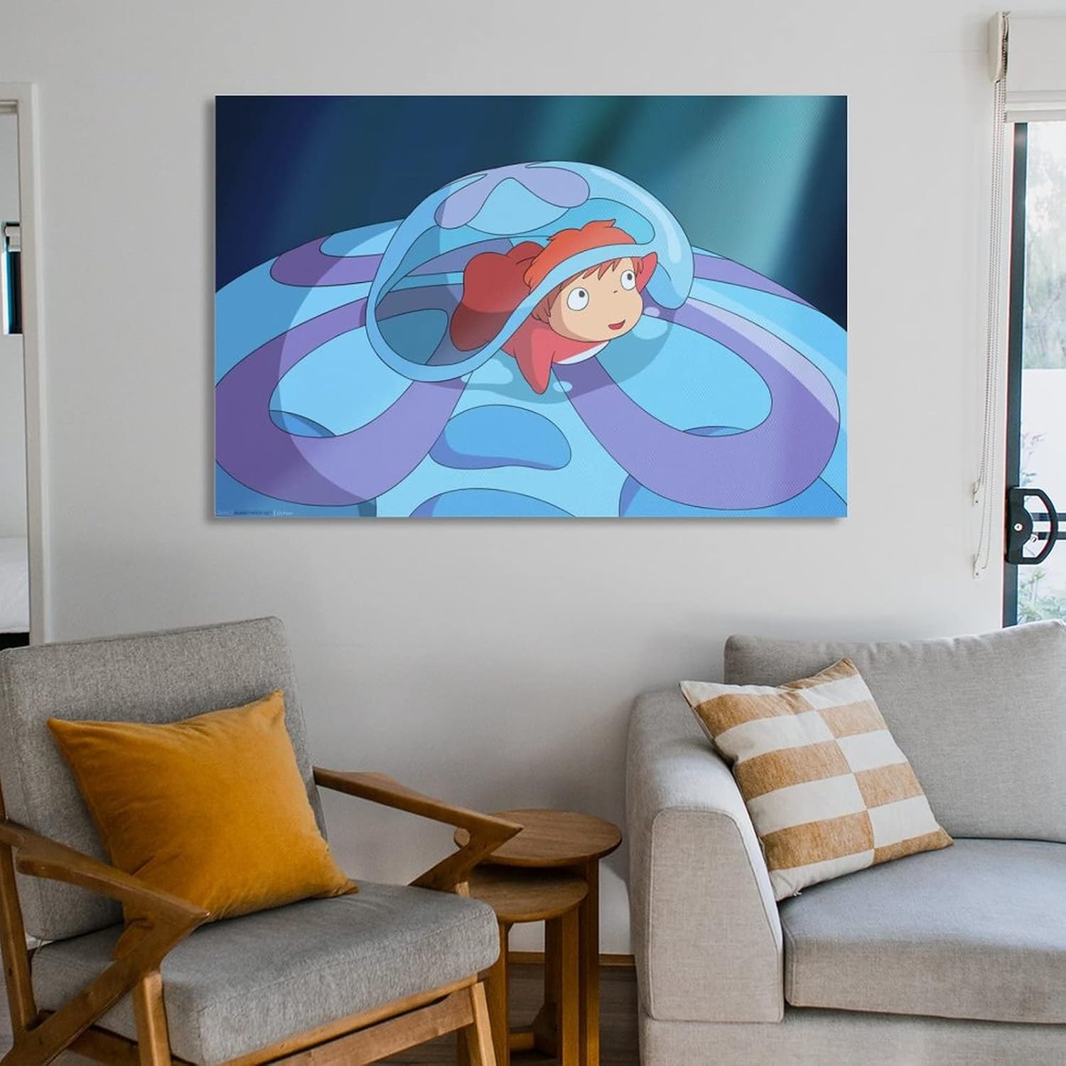 Ponyo on The Cliff – Pósteres estéticos kawaii de películas de anime, decoración de dormitorio infantil (2) pinturas artísticas en lienzo,