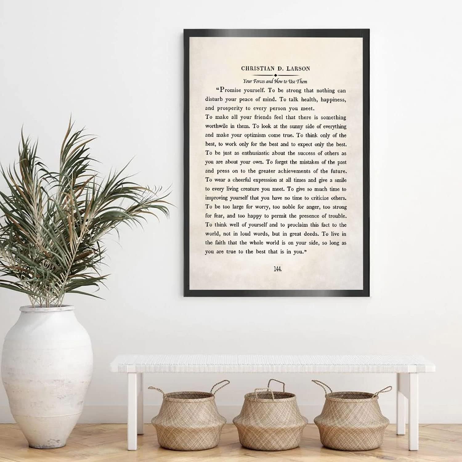 RCVTVPV Christian D. Larson – Lienzo decorativo para pared, con cita de The Optimists Creed, para hogar, oficina, apartamento, listo para colgar