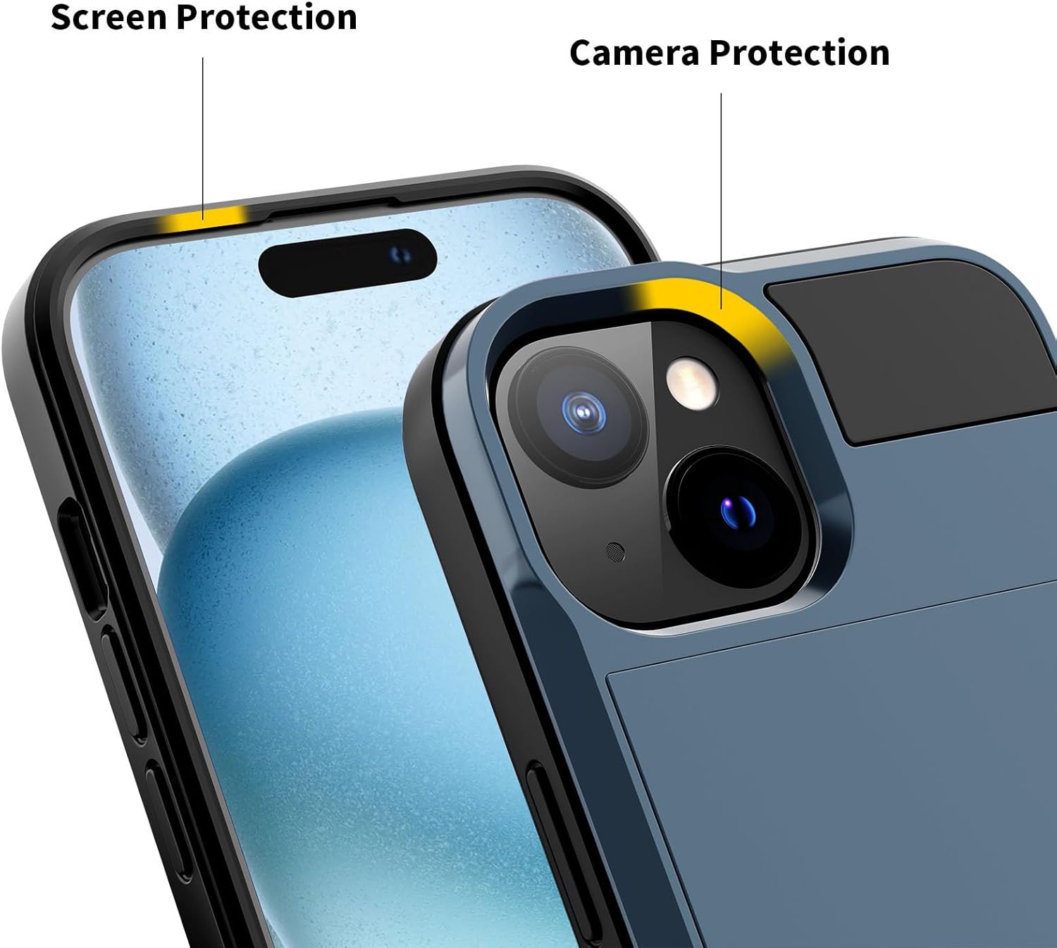 ACANDYA Funda protectora para iPhone 15 Plus con tarjetero y cartera protectora para mujeres y hombres, resistente, a prueba de golpes,