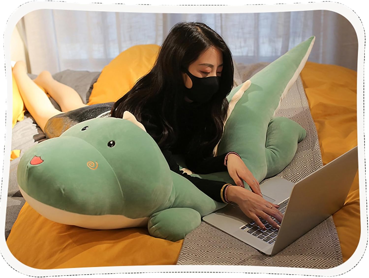 Almohada de felpa de dinosaurio, lindo juguete de peluche de dinosaurio suave, almohada grande para abrazar, regalos para cumpleaños de niños, San