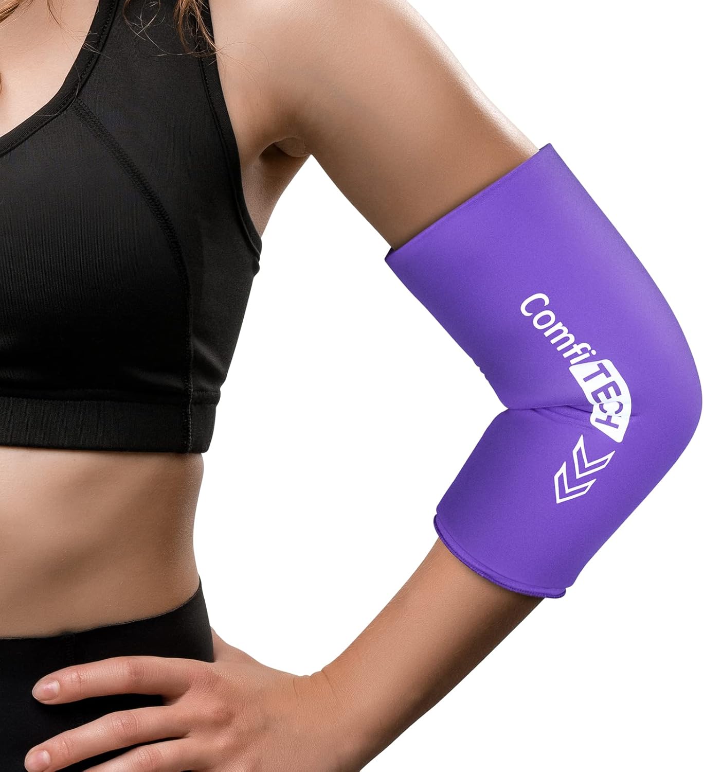ComfiTECH Bolsa de hielo para codo para tendinitis y codo de tenista, manga envolvente de compresión fría, bolsa de hielo para brazo de golfista,