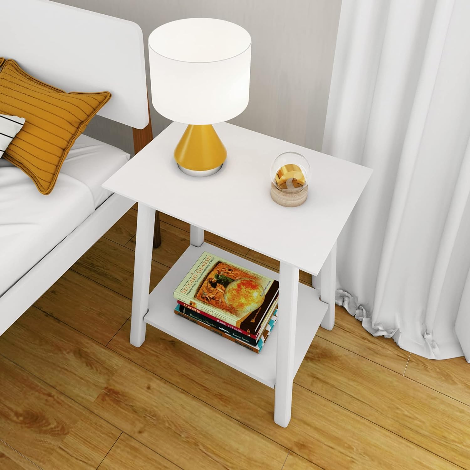 Max & Lily Mesita de noche, mesita de noche moderna de madera maciza de mediados de siglo, mesa auxiliar de almacenamiento para dormitorio, mesita