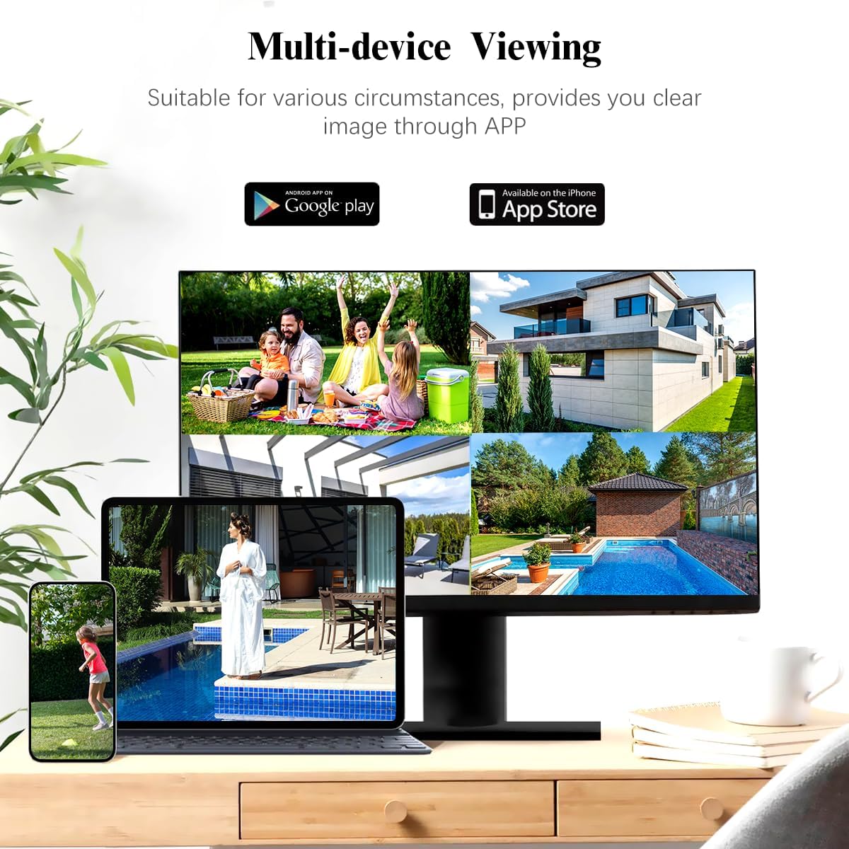 (Definición Full HD 5MP) Sistema de cámara de seguridad con cable Cámaras de videovigilancia para el hogar al aire libre Sistema de seguridad Cámara