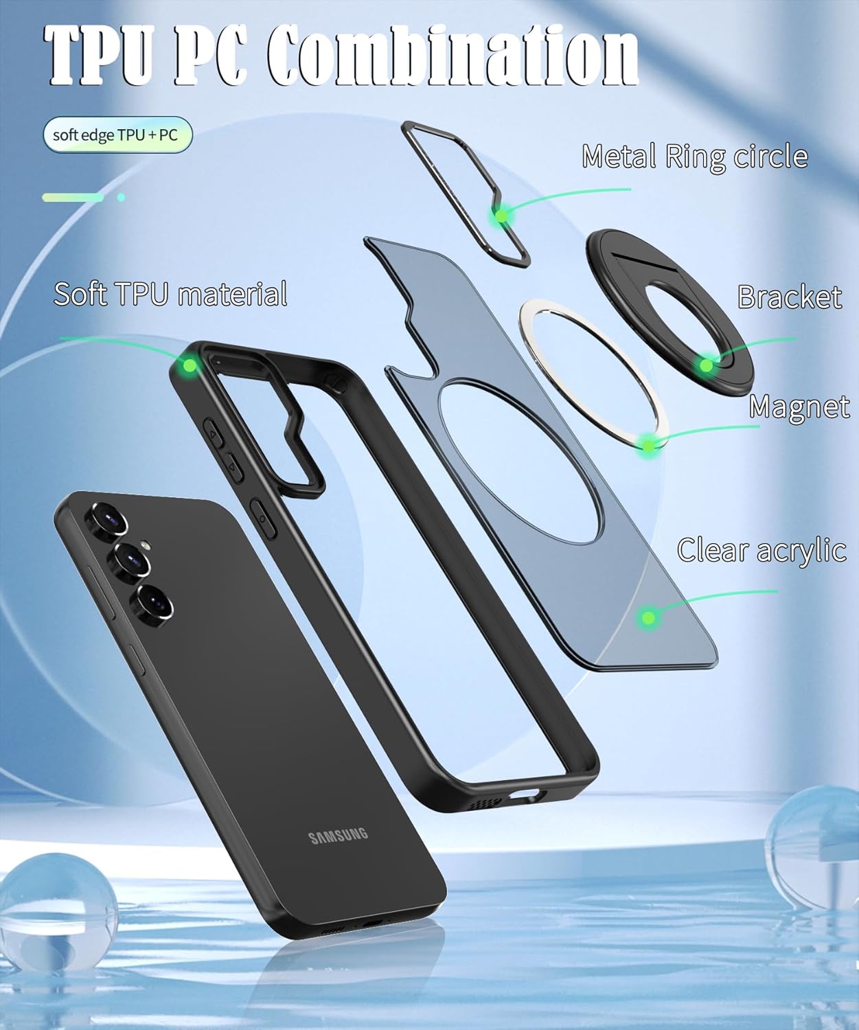 ZCDAYE Funda para Samsung Galaxy S23 Ultra con soporte, compatible con soporte giratorio invisible de carga inalámbrica, funda protectora