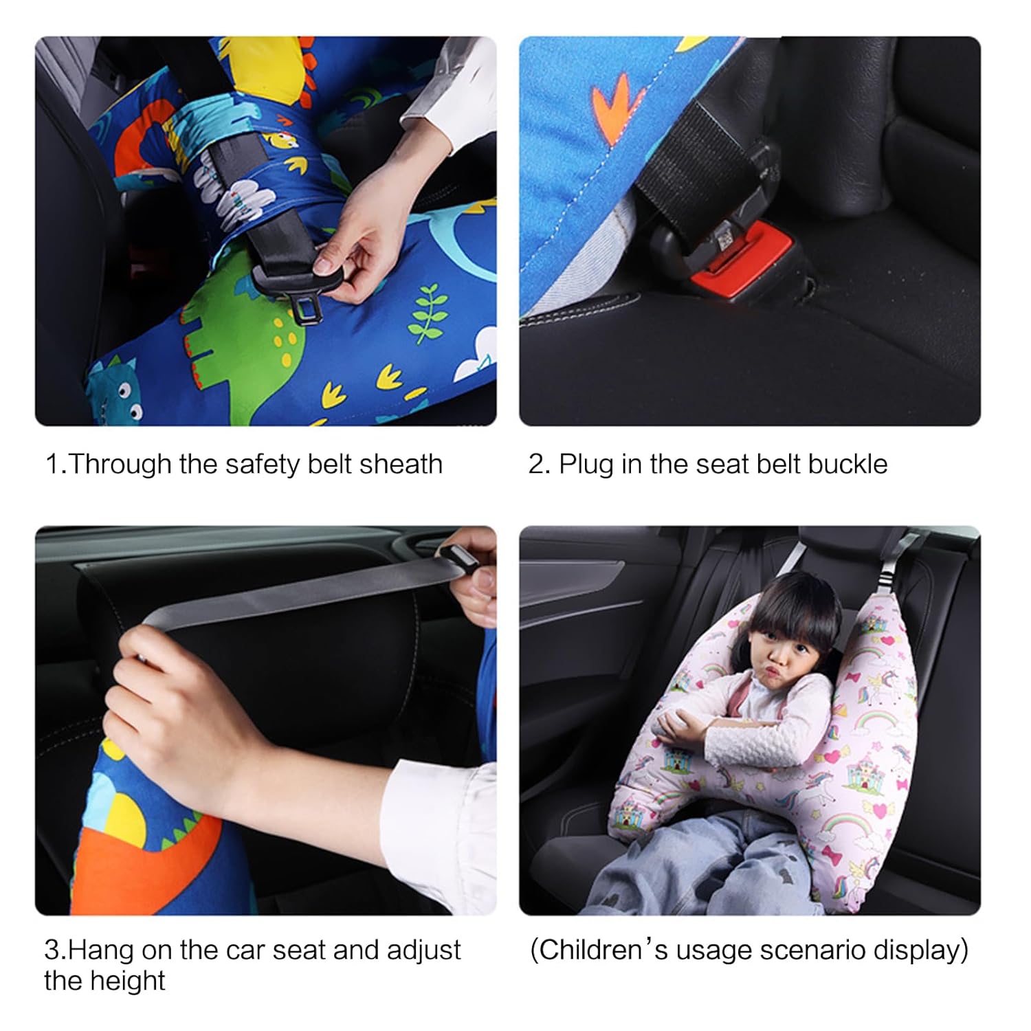 Soporte de cabeza de coche en forma de H para niños, almohadas de viaje para niños, almohada de asiento de automóvil para la cabeza y el cuerpo,
