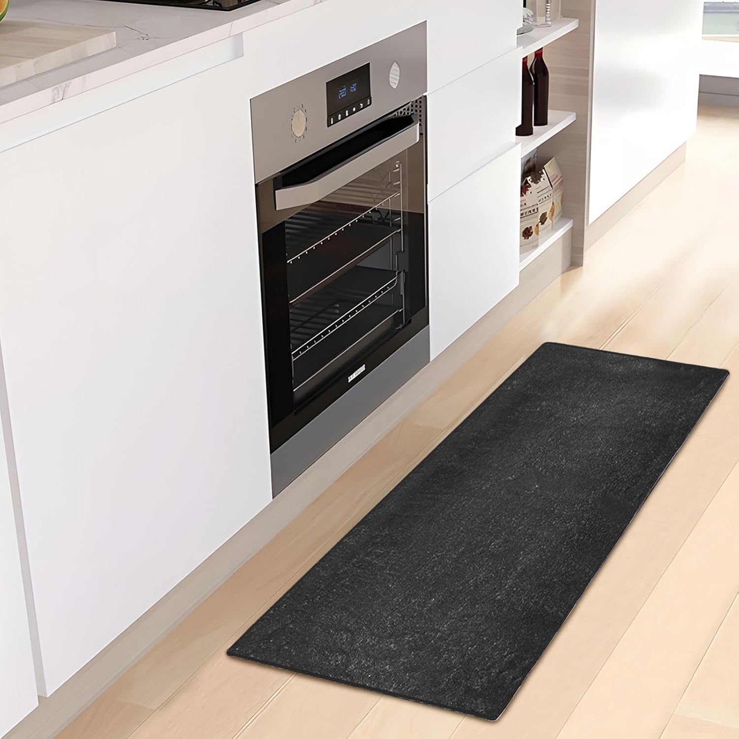 Tapetes de baño negros, lavables a máquina, absorbentes con respaldo de goma, 39 x 20 pulgadas