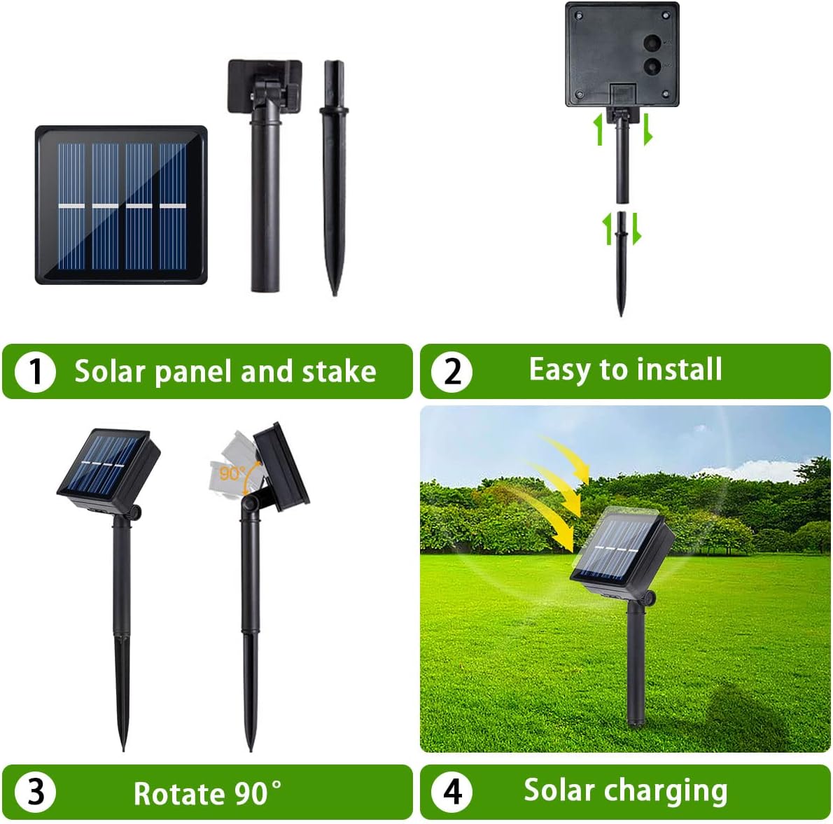 Tira de luces solares LED para exteriores, impermeable, 20 pies, 180 LED, para exteriores, jardín, camino, cubierta, iluminación de Navidad,